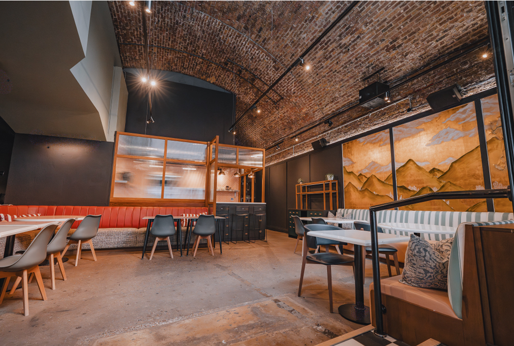 Industrial chic venue, exposed brick, event space, London party