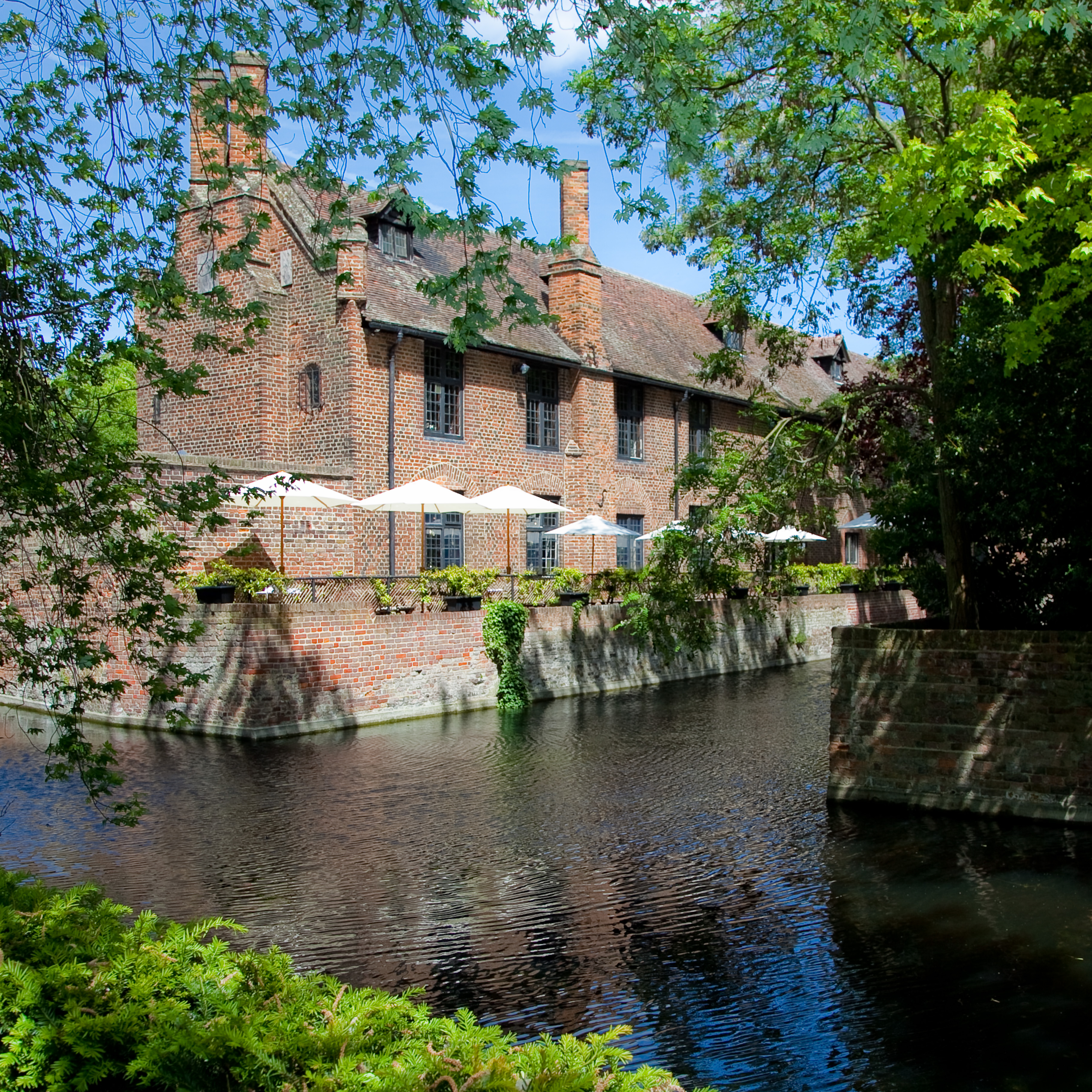 Moat Terrace at Tudor Barn Eltham, rustic venue for outdoor meetings and events.