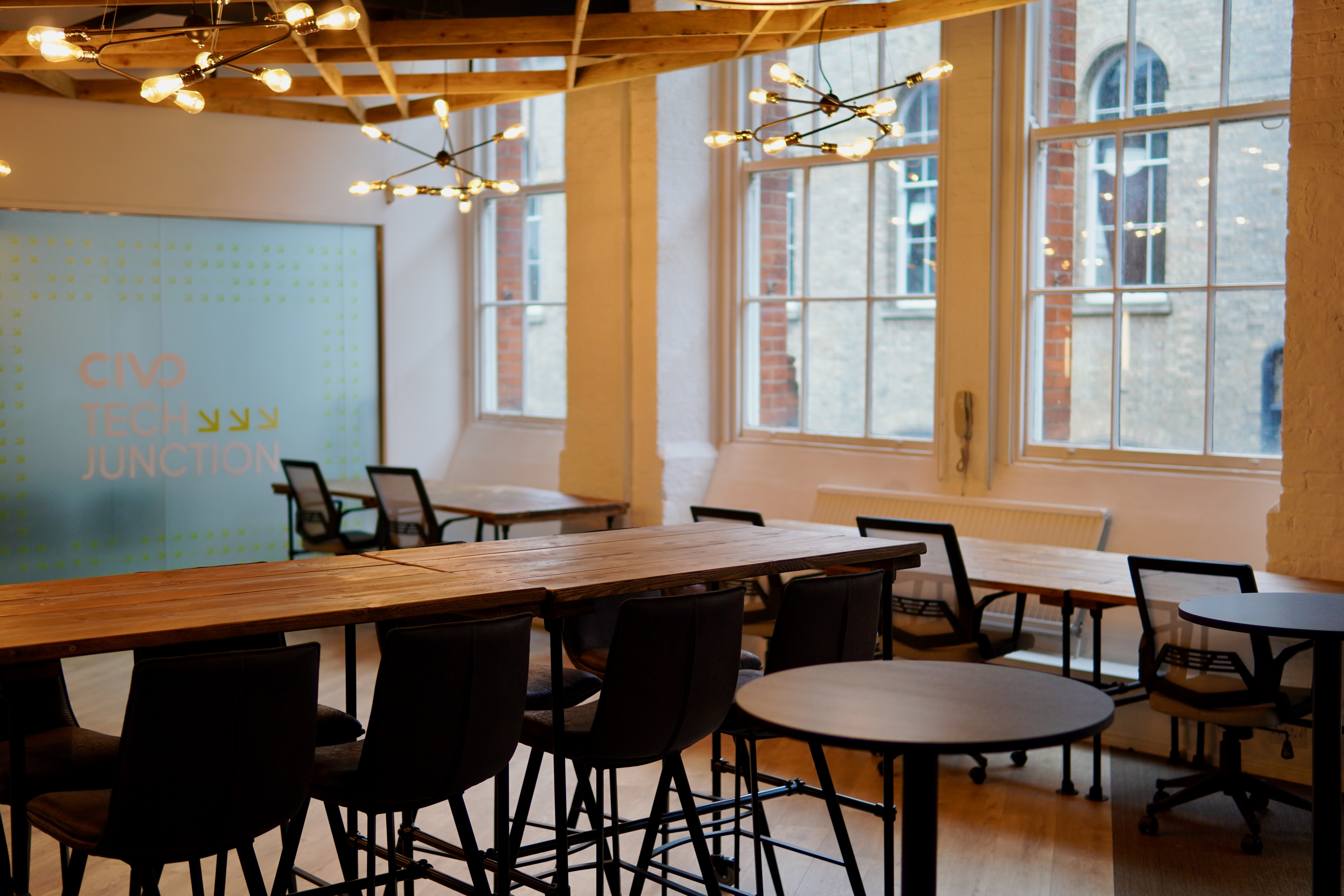 Modern meeting space at Civo Tech Junction, ideal for workshops and team meetings.