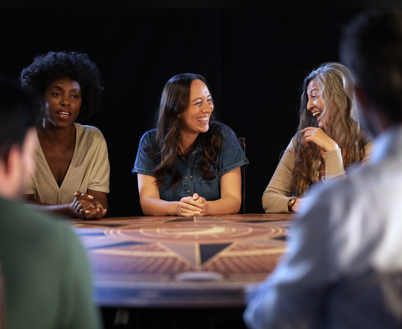 Dynamic group discussion at Mezzanine Full hire, perfect for workshops and brainstorming.