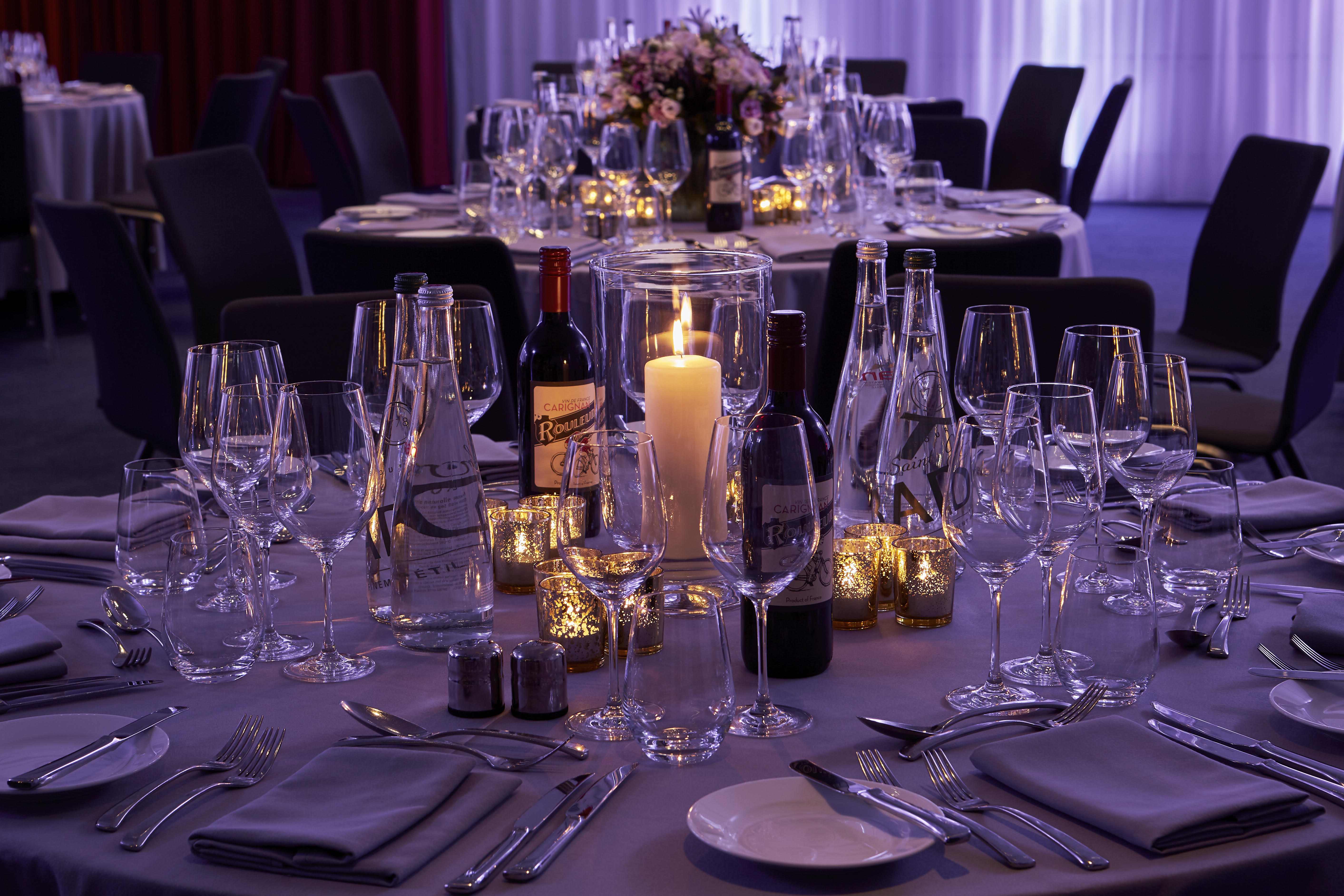 Elegant dining table setup in Sea Containers Hotel for formal events and galas.