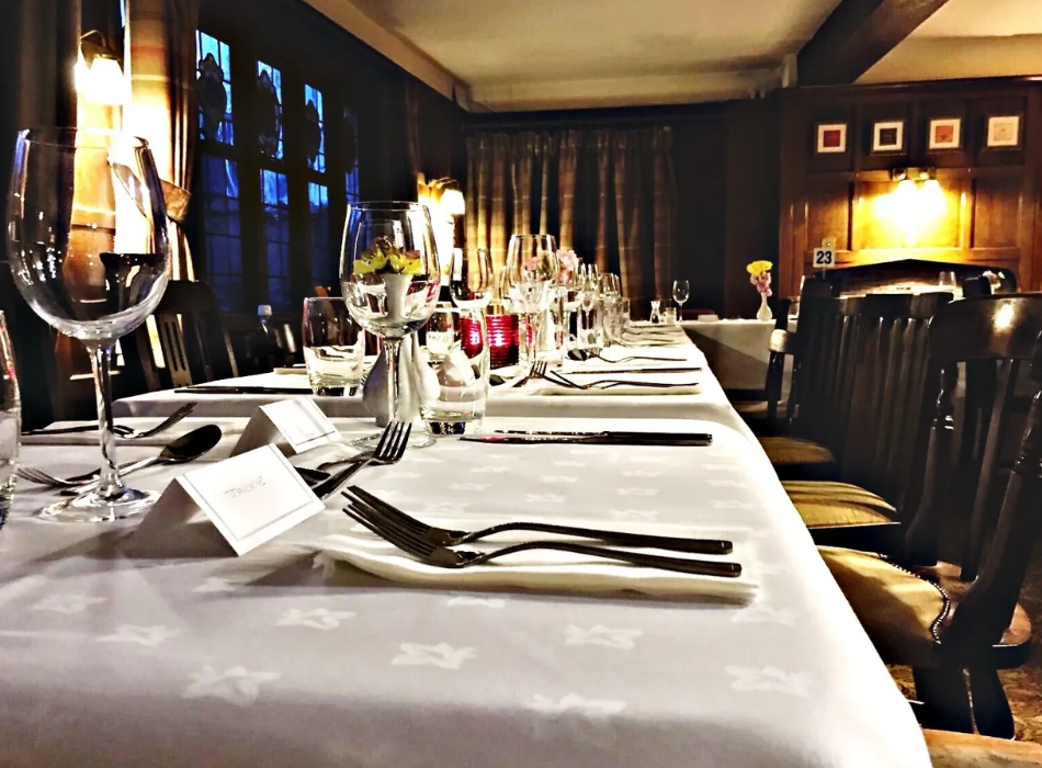 Elegant banquet table at The Ivy Room, ideal for corporate events and formal dining.