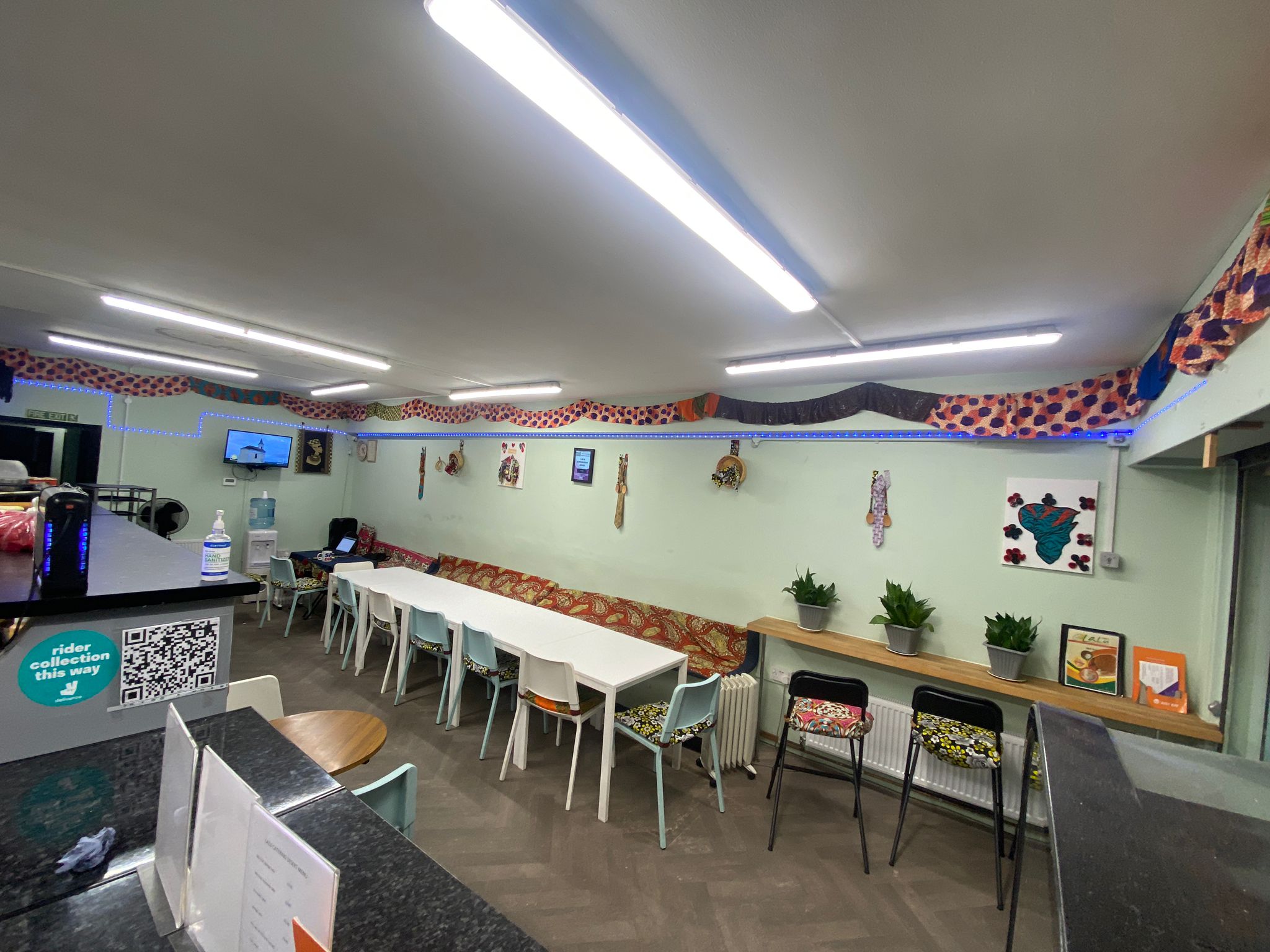 Versatile meeting space at Lalu Restaurant with modular seating for events and gatherings.