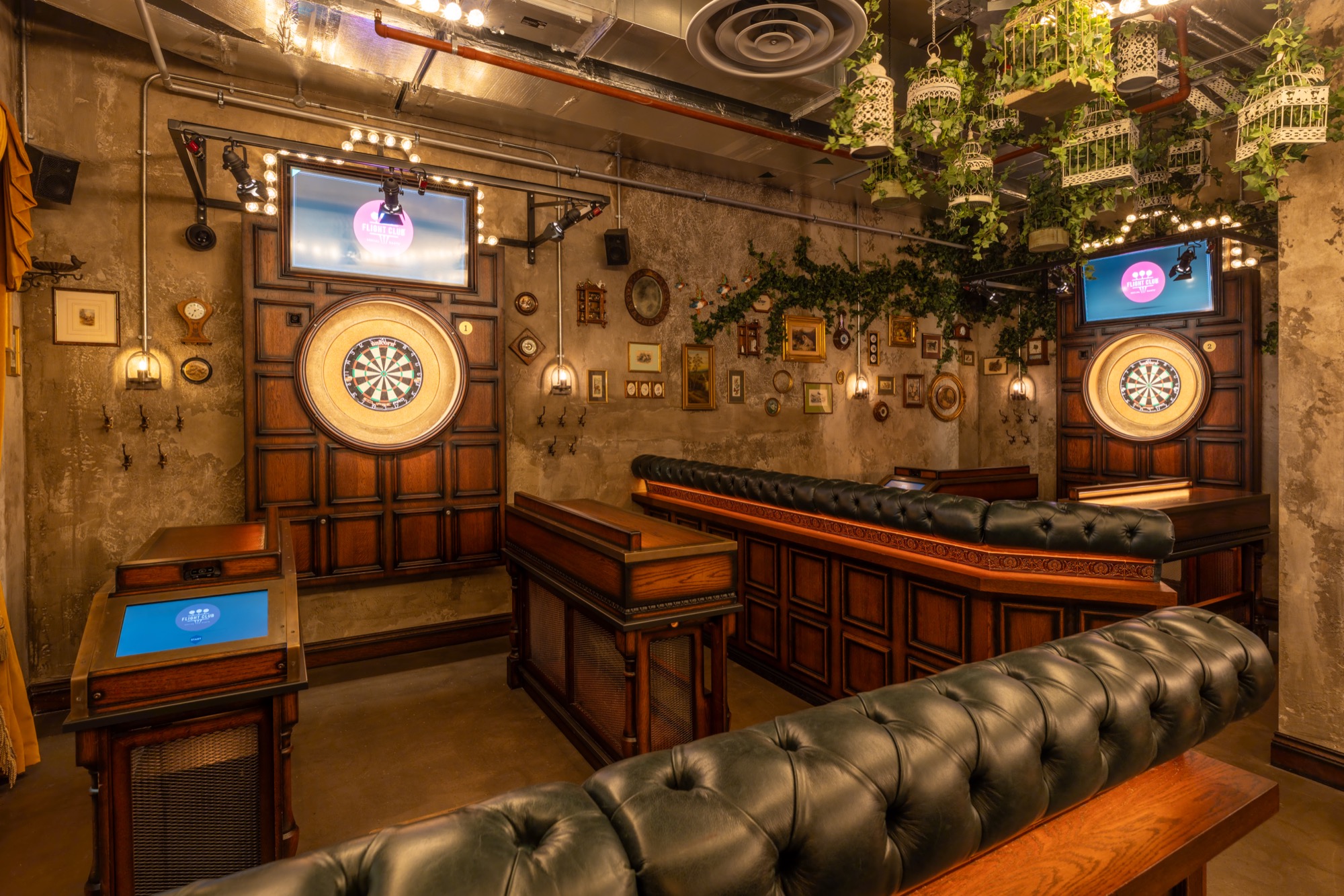 Event space with dartboards in Flight Club Edinburgh for team-building and social gatherings.
