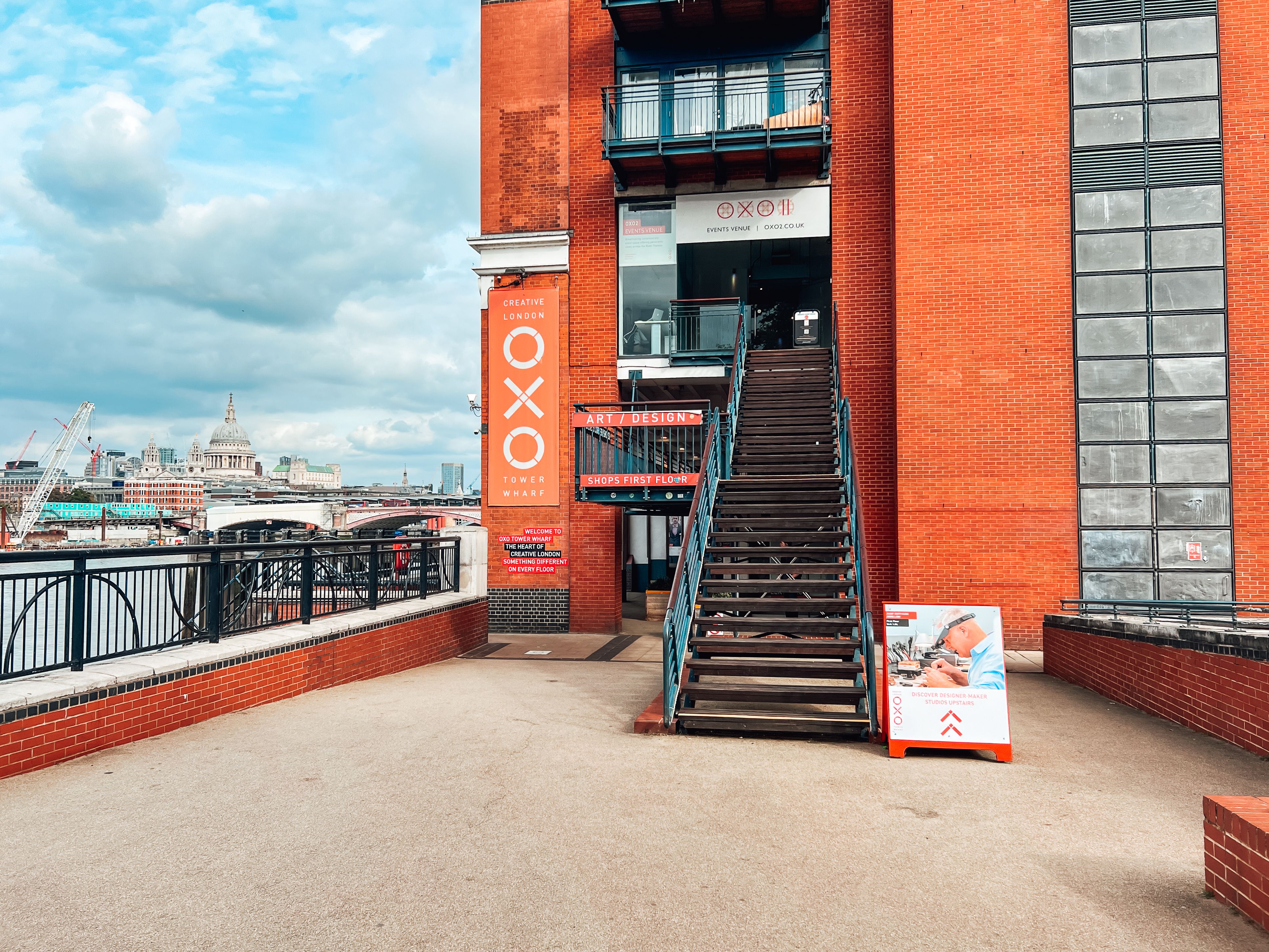 West Wing entrance at OXO2, vibrant venue for events with scenic urban backdrop.