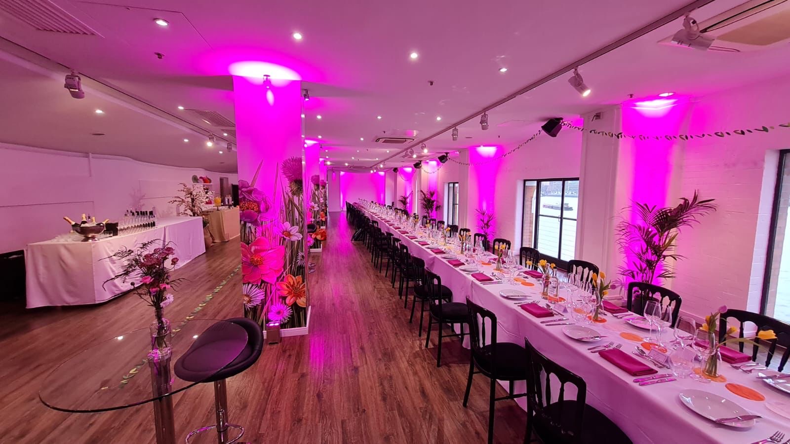 Elegant dining setup in OXO2's West Wing, perfect for networking and celebrations.