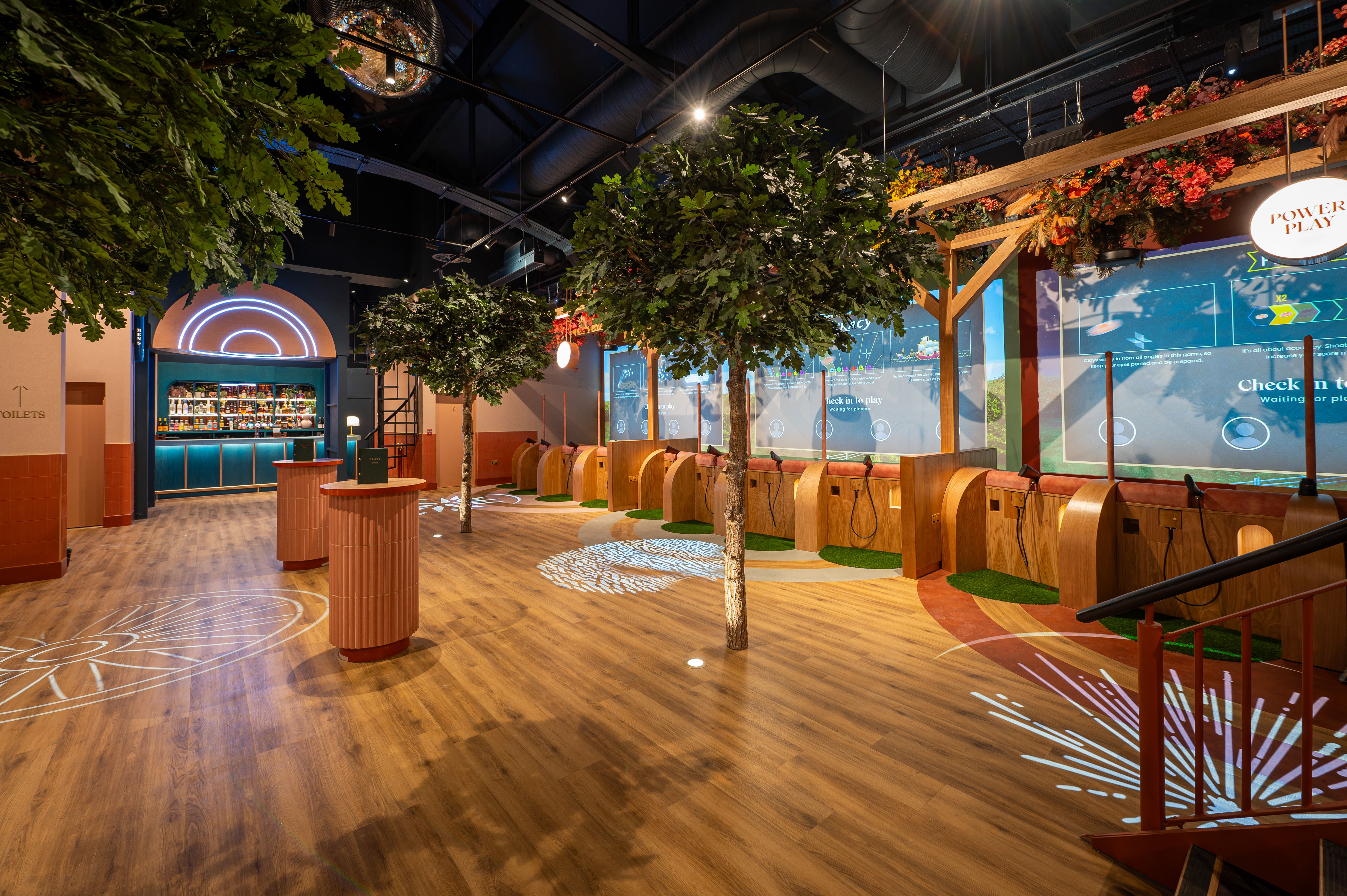 Vibrant Clays Arcade in Birmingham, ideal for networking and creative events.