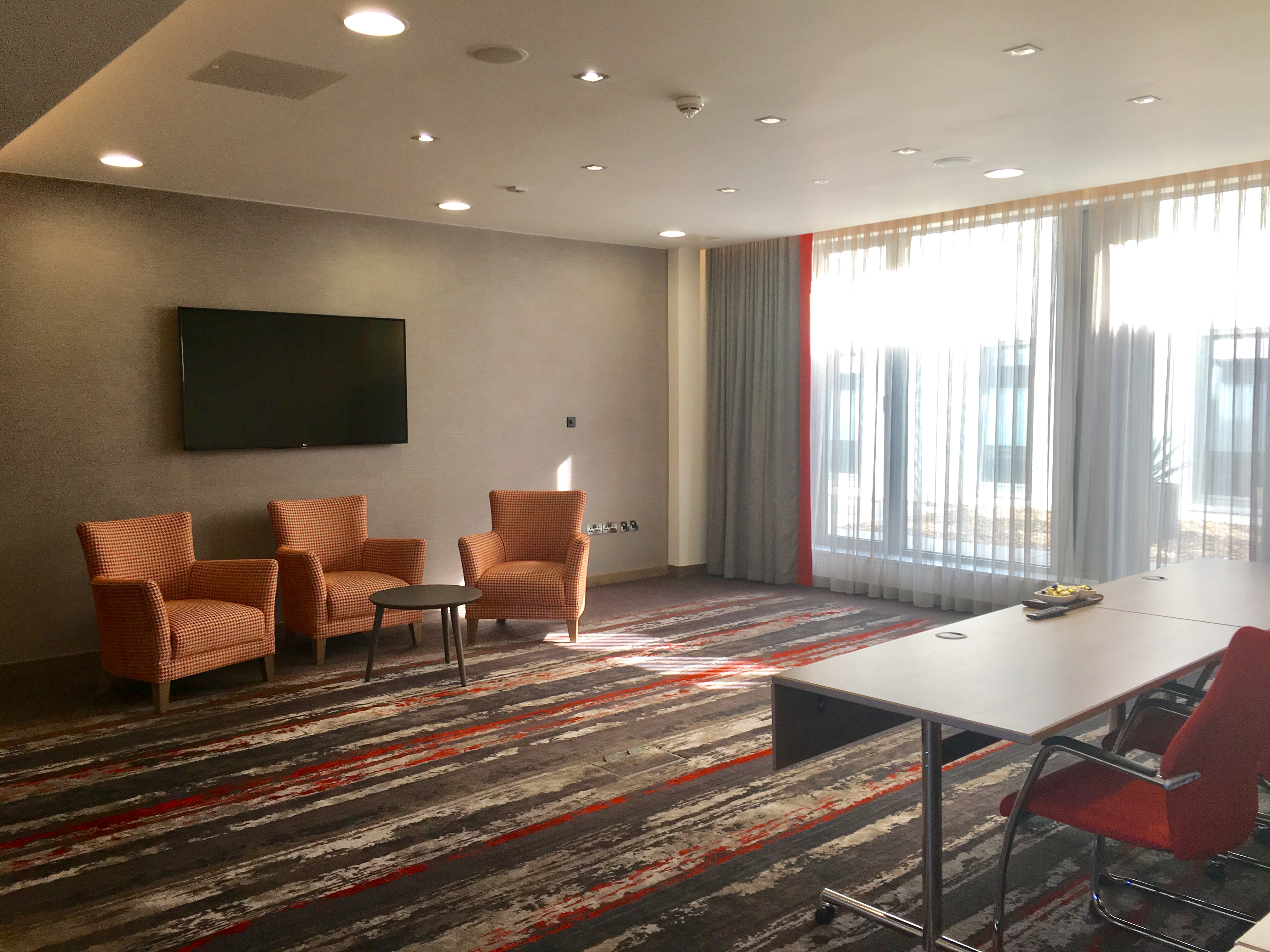 Devonshire Suite at Clayton Hotel Chiswick, modern meeting space for workshops and team meetings.