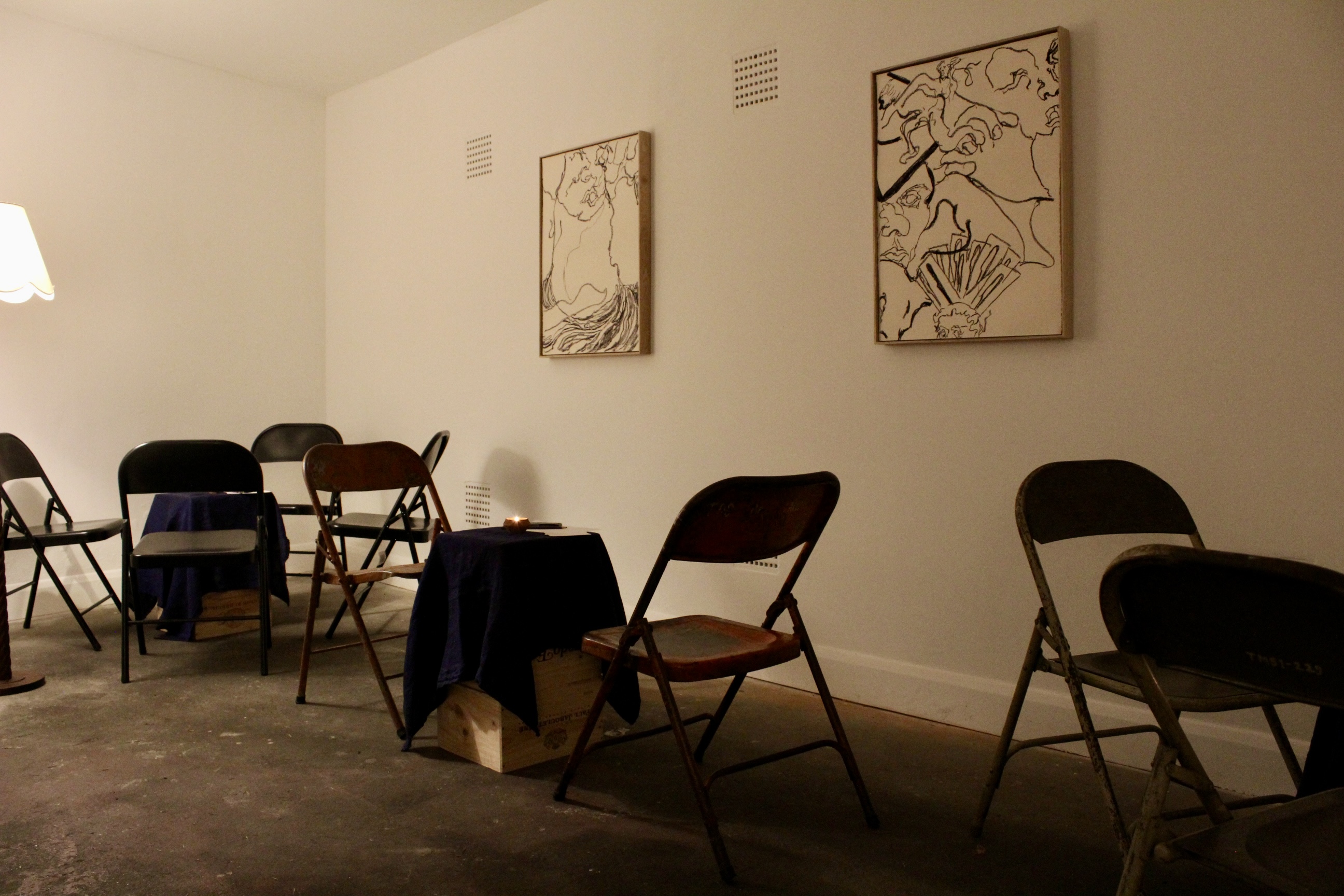 Minimalist meeting space at Twilight Contemporary Art Gallery for workshops and collaborations.