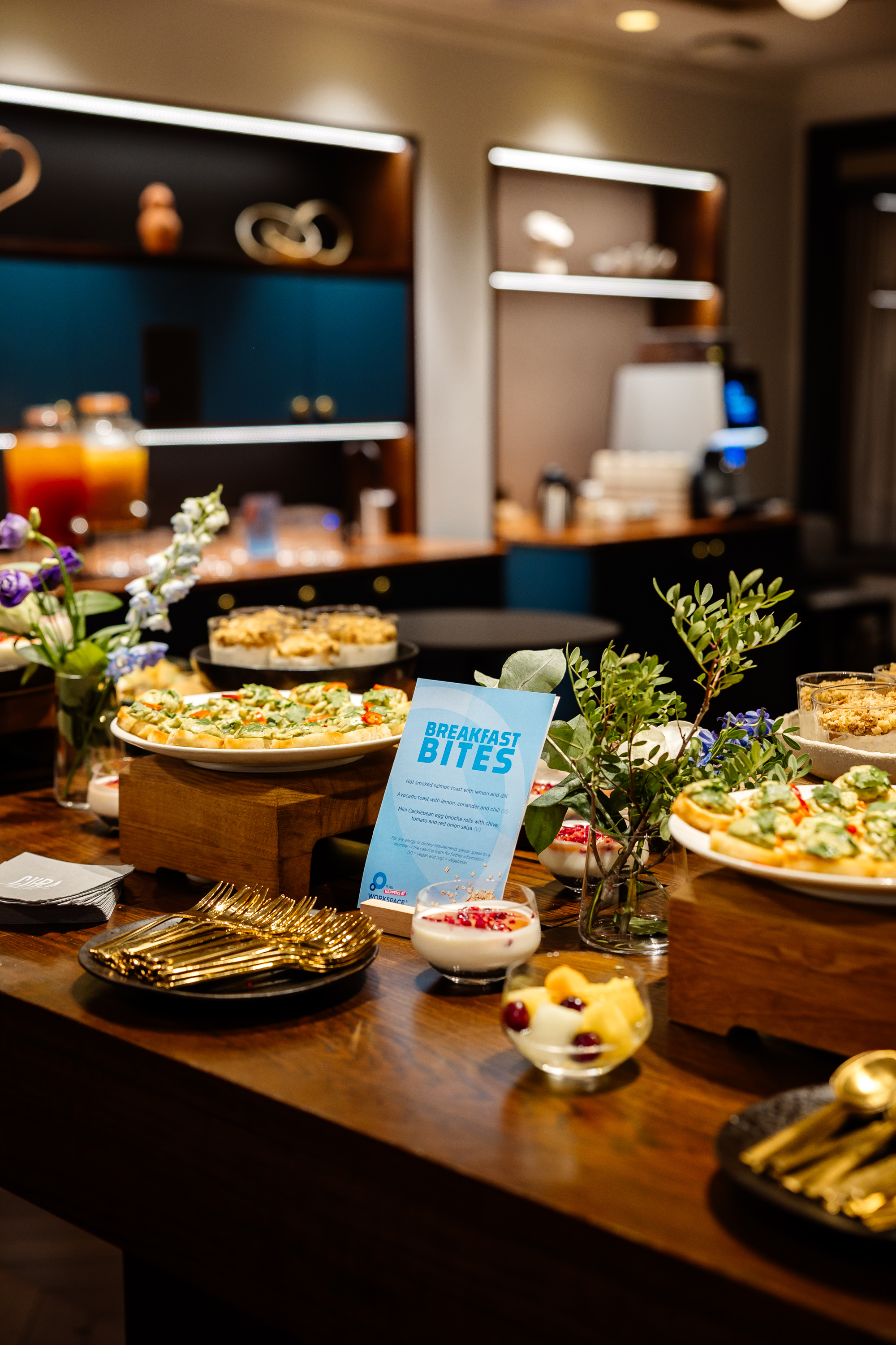 Eventspace breakfast spread at Salisbury House, ideal for networking or meetings.