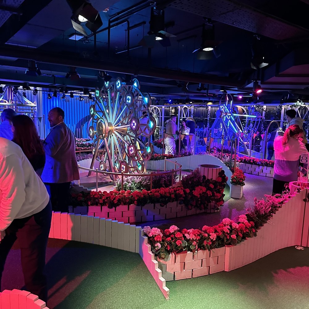 Mini Golf venue with whimsical decor, ideal for themed events and celebrations.