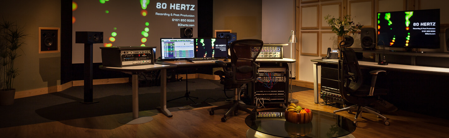 Voice Over Studios at 80 Hertz: modern recording space ideal for audio projects and workshops.