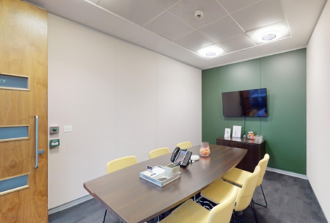 Modern meeting room in Landmark Offices, Manchester City Centre for professional gatherings.