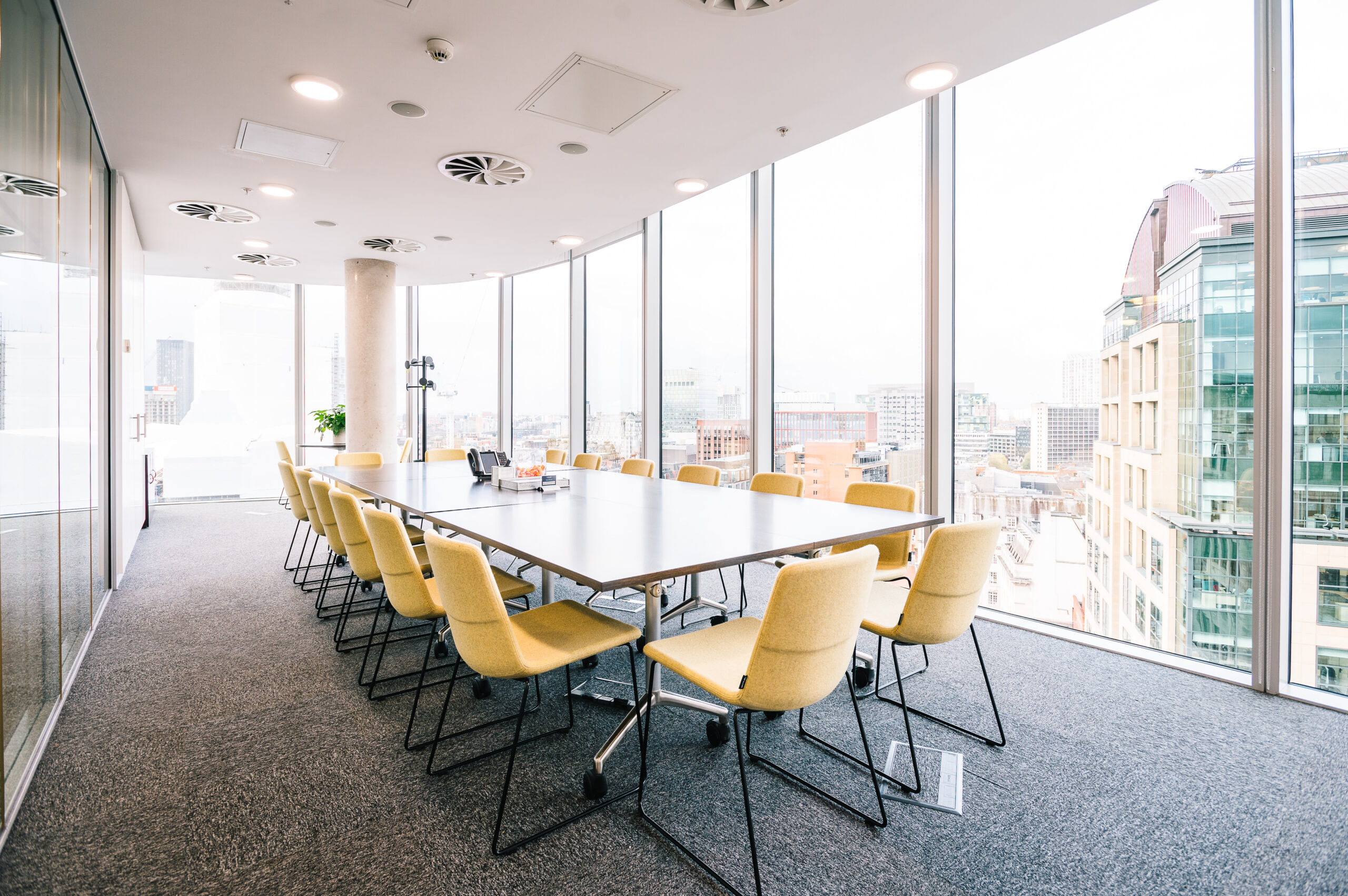 Bright meeting room in Landmark Offices, Manchester, ideal for corporate meetings and workshops.