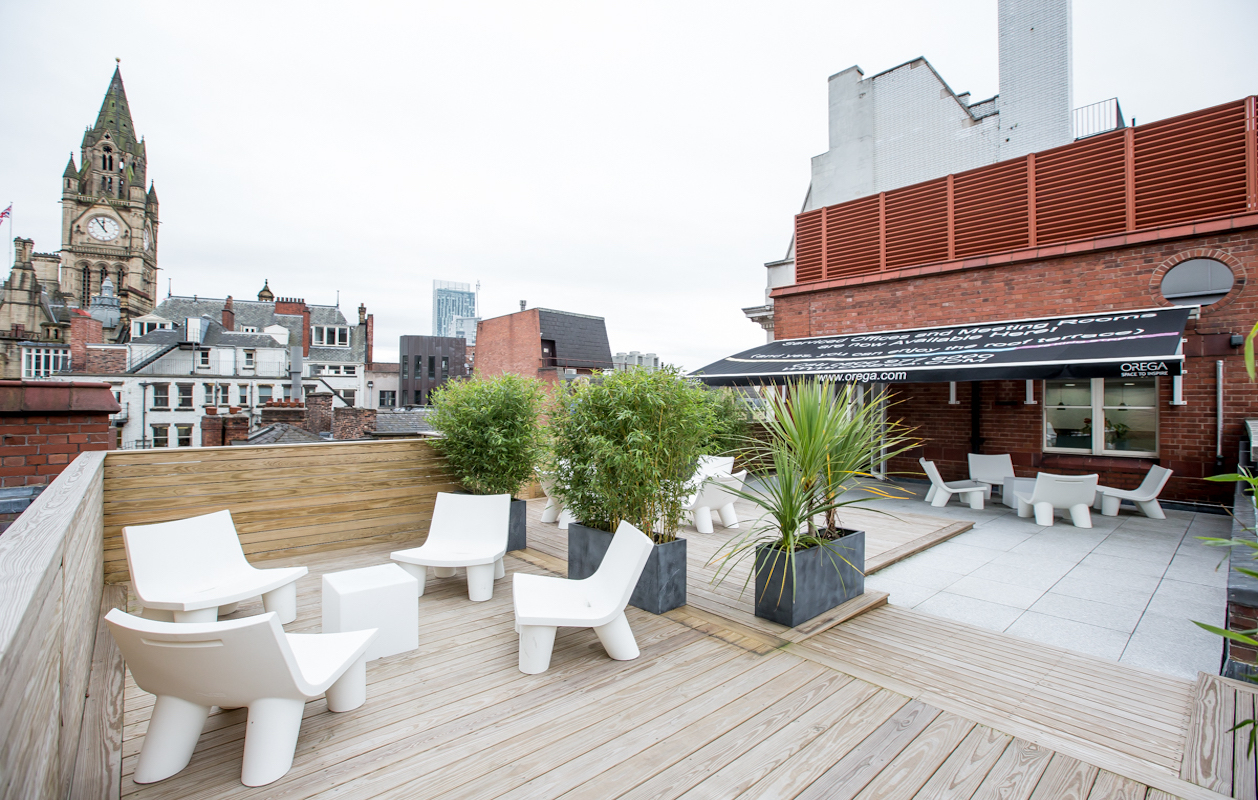 Chic rooftop terrace at Orega King Street, perfect for networking events and gatherings.