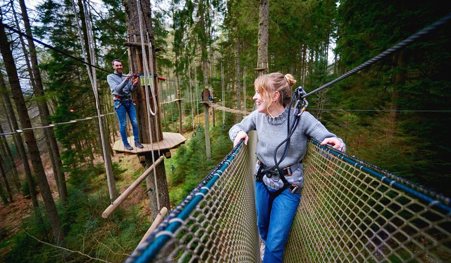 Treetop Challenge Xpress: Elevated ropes course for team-building in Rivington's trees.