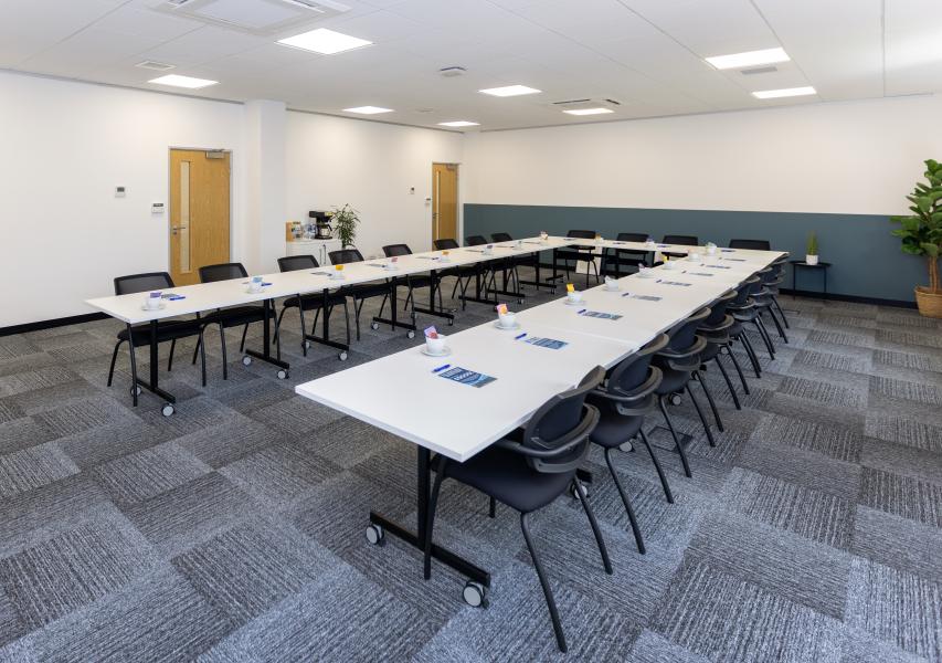U-shaped meeting room in Portal Business Centre for productive conferences and workshops.