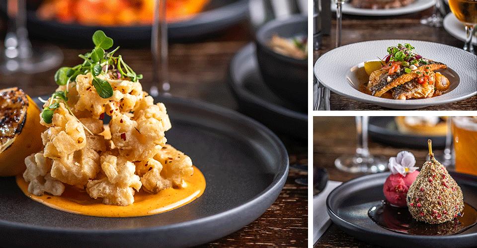 Gourmet dishes at Beats & Bubbles for upscale corporate events and gatherings.