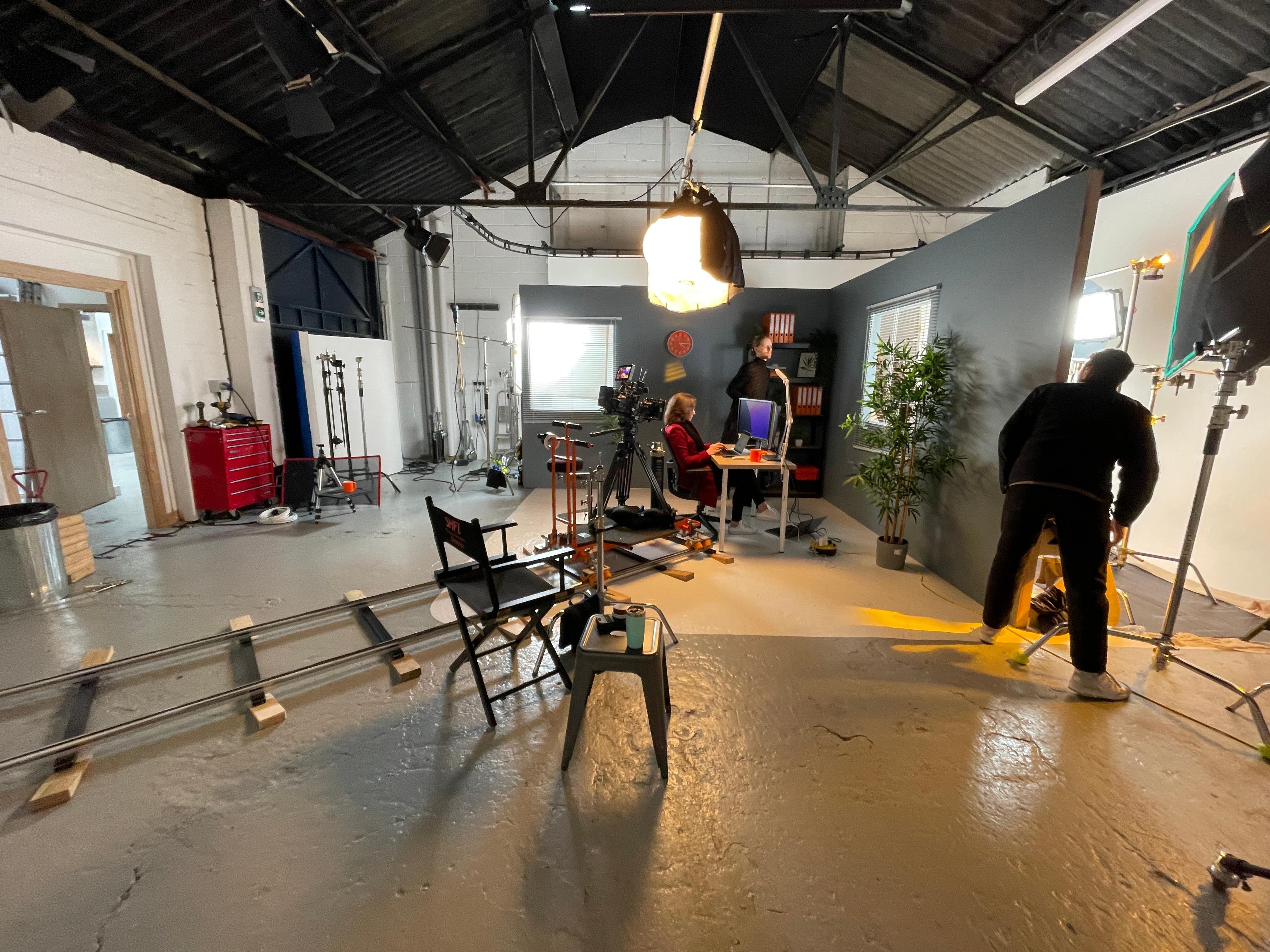 Cubed Seating Boxes in a spacious studio for professional video production events.