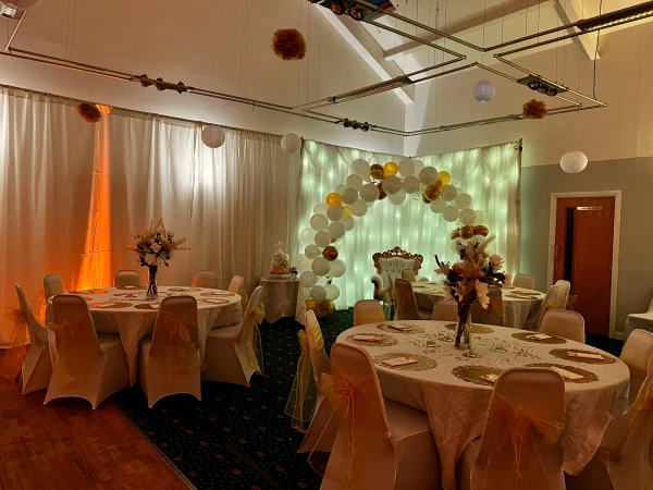 Elegant function room at Unsworth Cricket Club, ideal for weddings and corporate events.