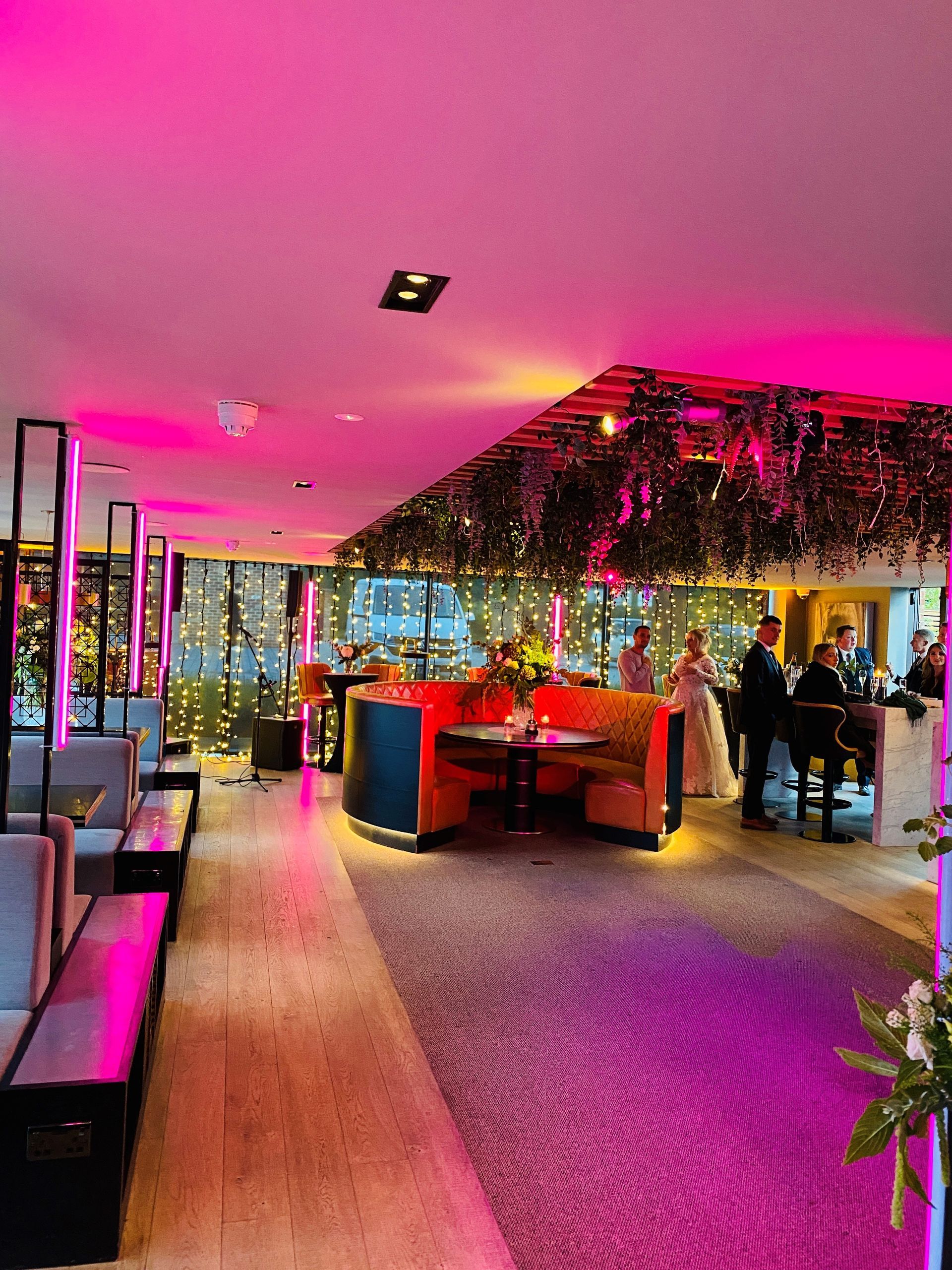 Stylish HQ Lounge event space with elegant decor for weddings and social gatherings.