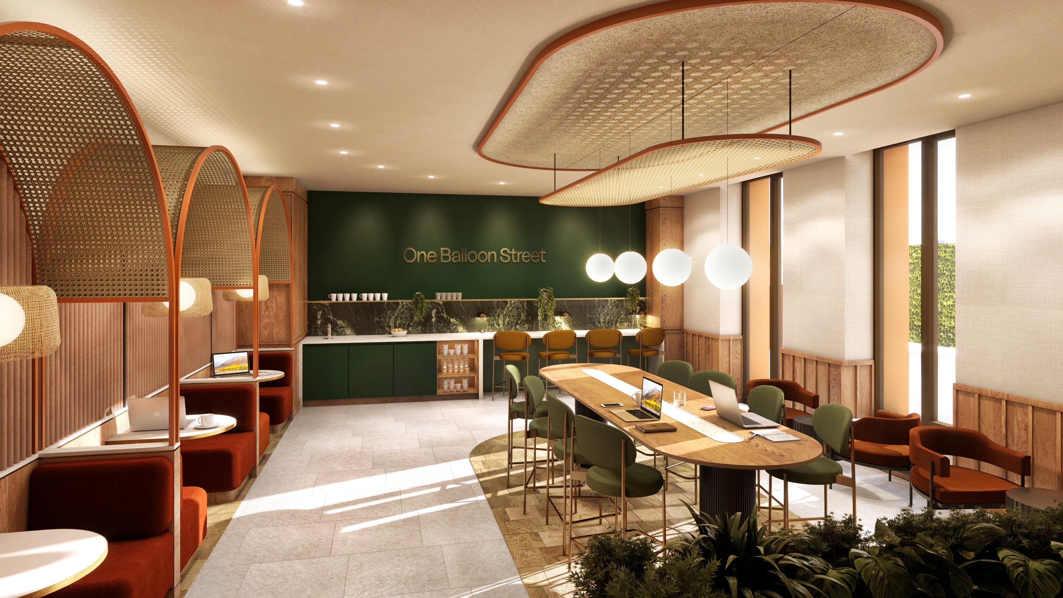 Contemporary meeting room at Orega Balloon Street for workshops and networking events.