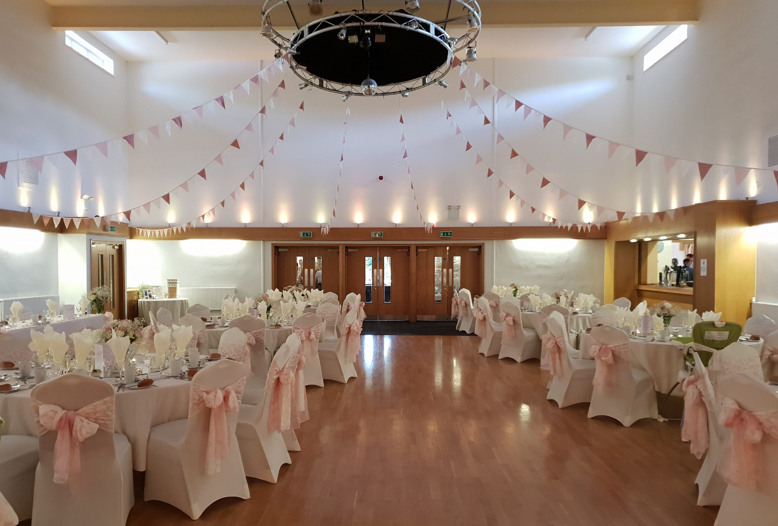 Elegant function room at The Ashcroft, adorned with pastel decor for weddings and receptions.