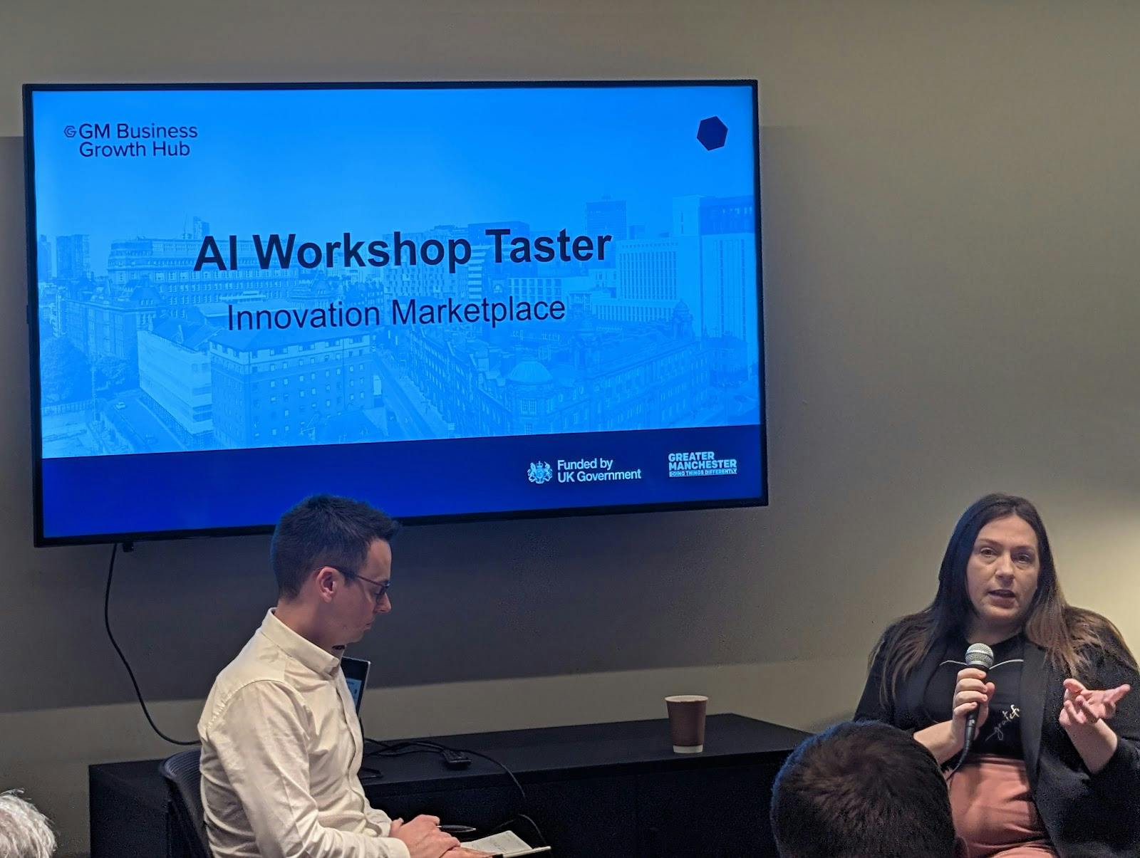 Event panel discussion on AI in Serendipity Labs Manchester, fostering innovation and collaboration.