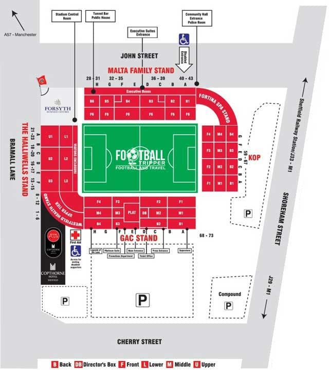 Seating map of John Street Family Stand for strategic event planning and crowd management.