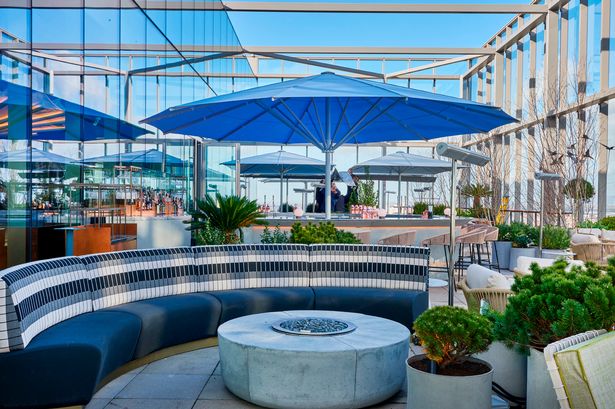 Outdoor terrace at All Bar One Manchester, featuring sleek furniture and ideal for networking events.