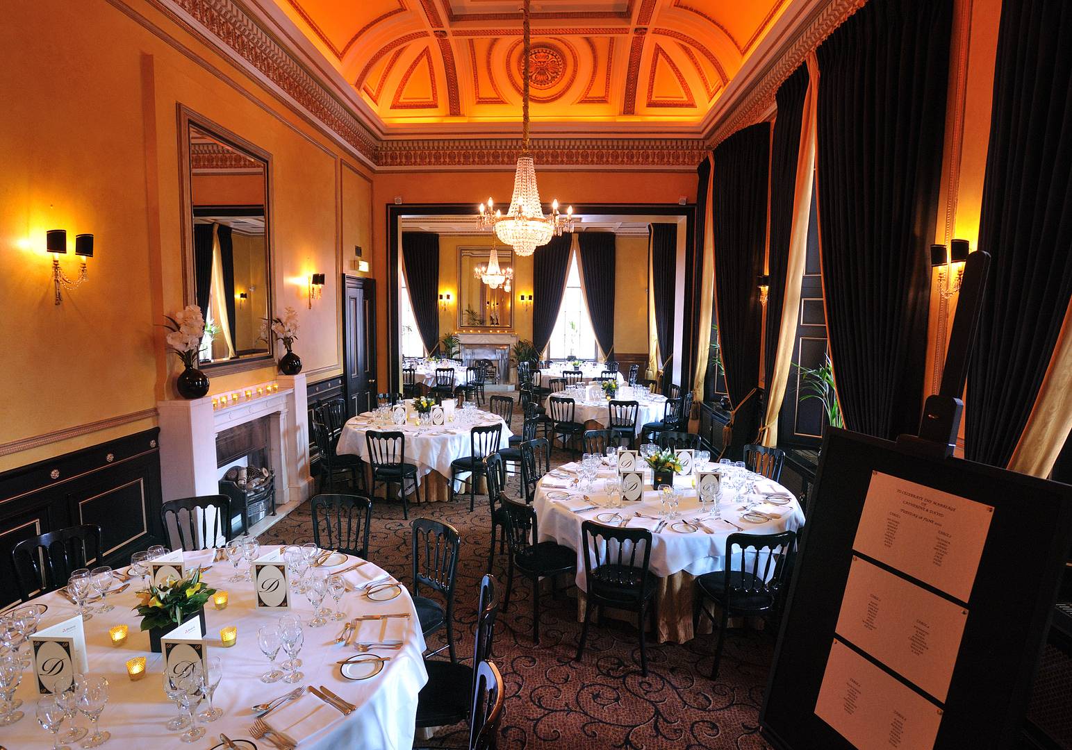 Elegant dining space in The Dome Edinburgh for corporate dinners and special events.