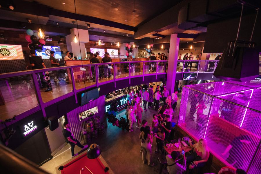 Vibrant event space with colorful decor for corporate functions and celebrations at 532 Bar + Kitchen.