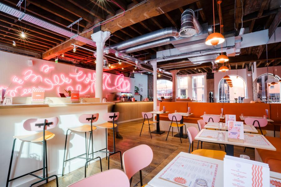 Vibrant dining area at Bombay Flavours, perfect for casual meetings and events.