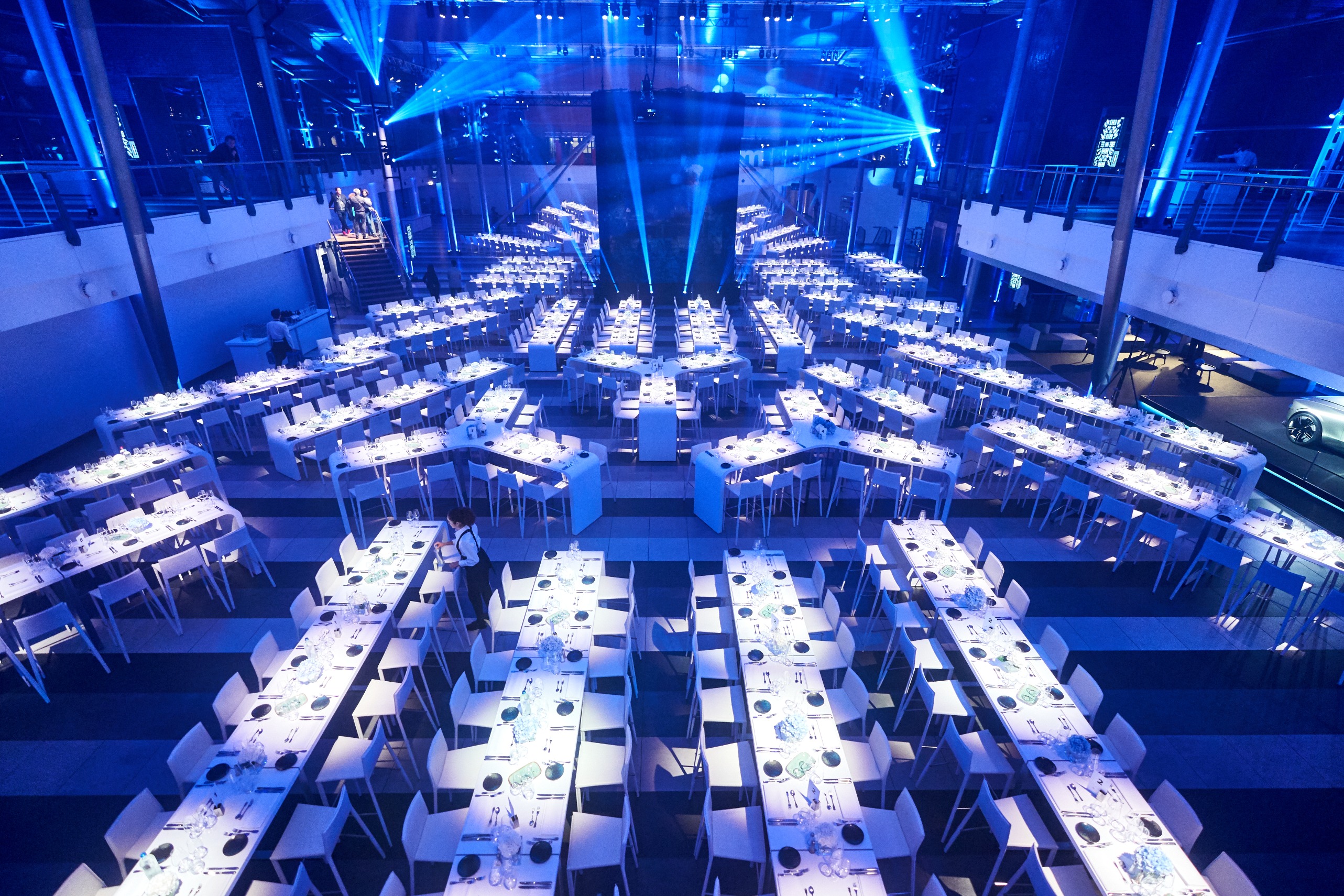 Elegant banquet setup on Promenade Deck, Amsterdam – perfect for corporate events and galas.