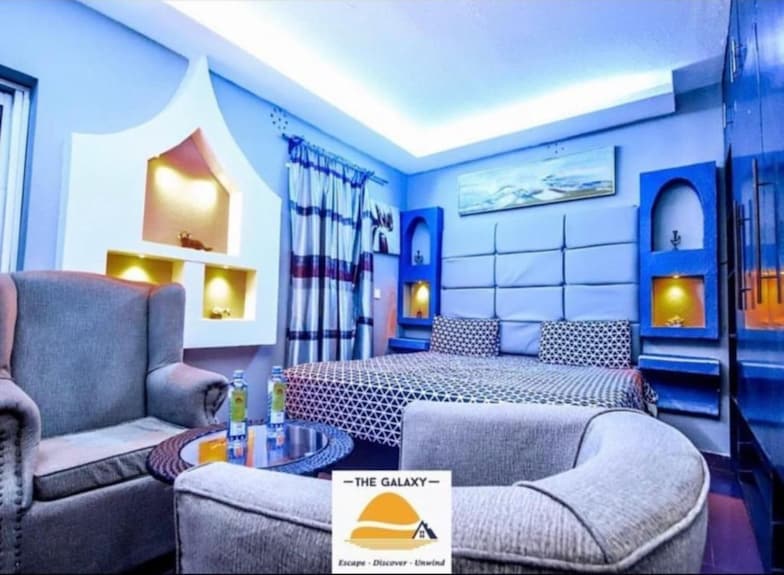 Stylish hotel room at Galaxy Resort Kitengela, perfect for events and relaxation.