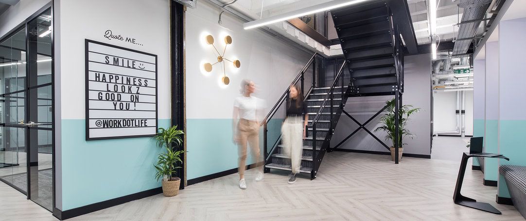 Modern event space at Work.Life Farringdon with inviting lighting for networking.