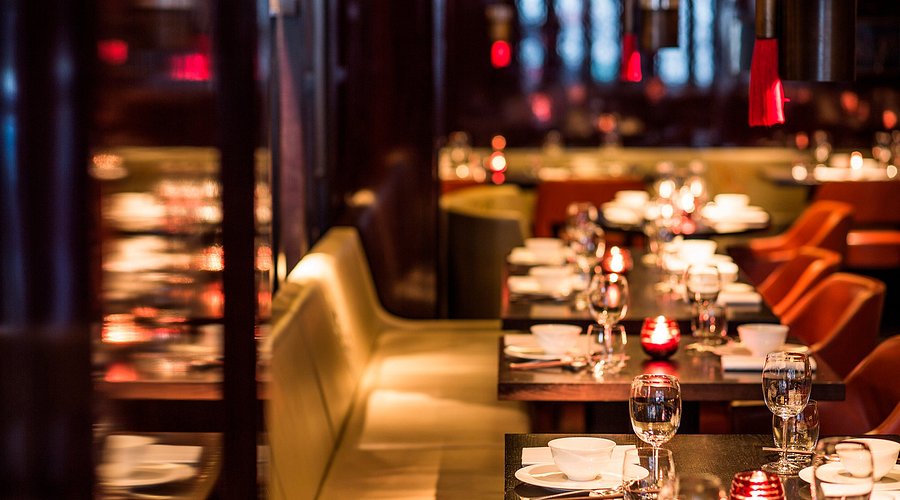 Elegant Hakkasan lounge for intimate gatherings and corporate events, stylish decor.