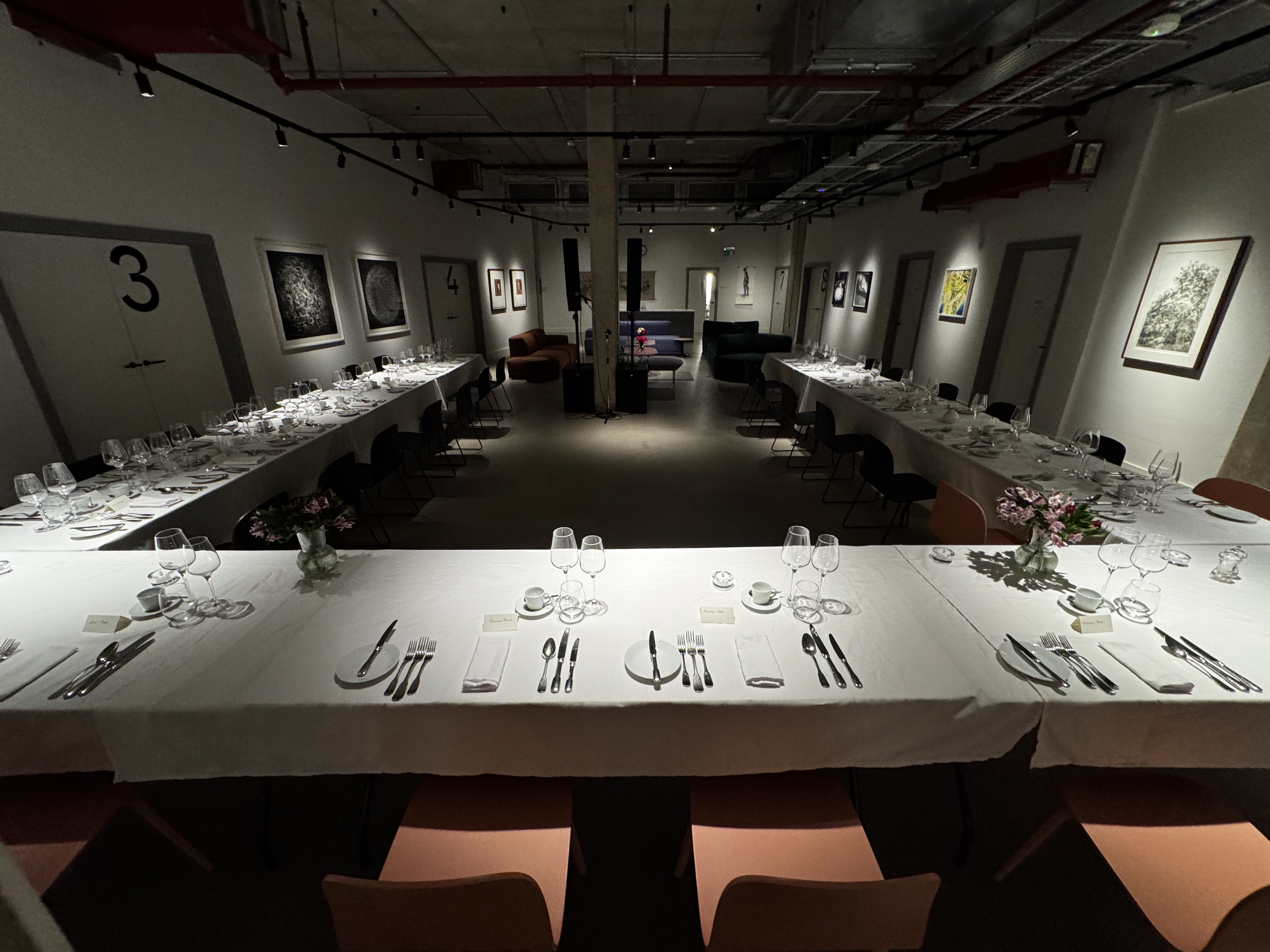 Elegant dining room in The Hub, perfect for corporate dinners and gatherings.