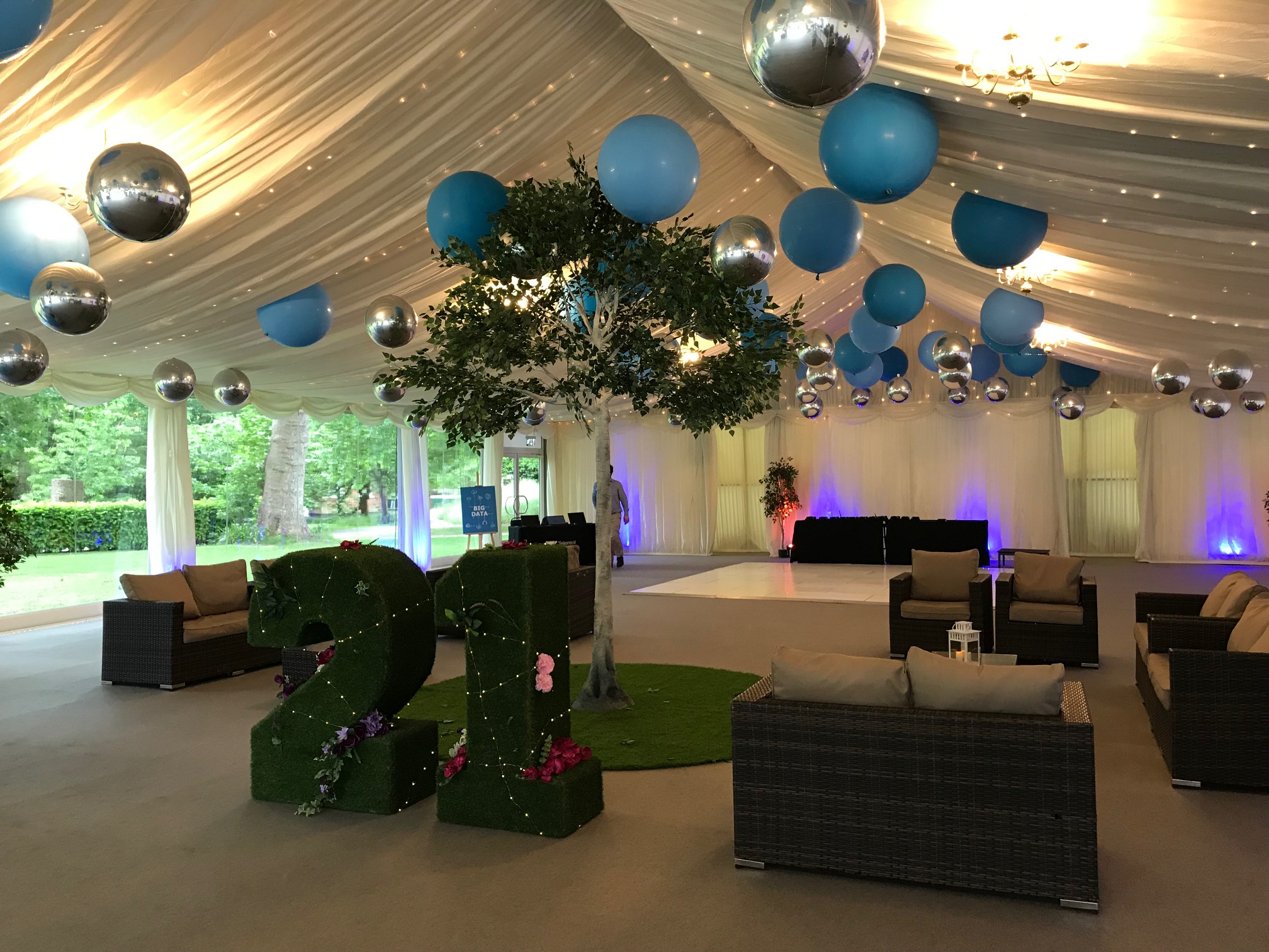 Elegant tented event space at York Lawns, perfect for 21st birthday celebrations.