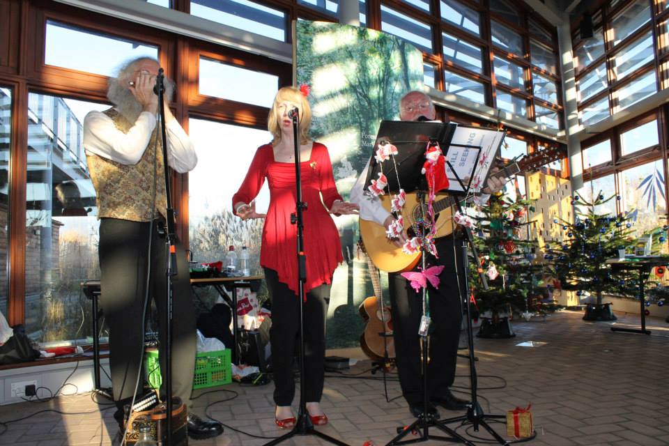 Lakeside View Room with musicians, perfect for holiday gatherings and corporate events.