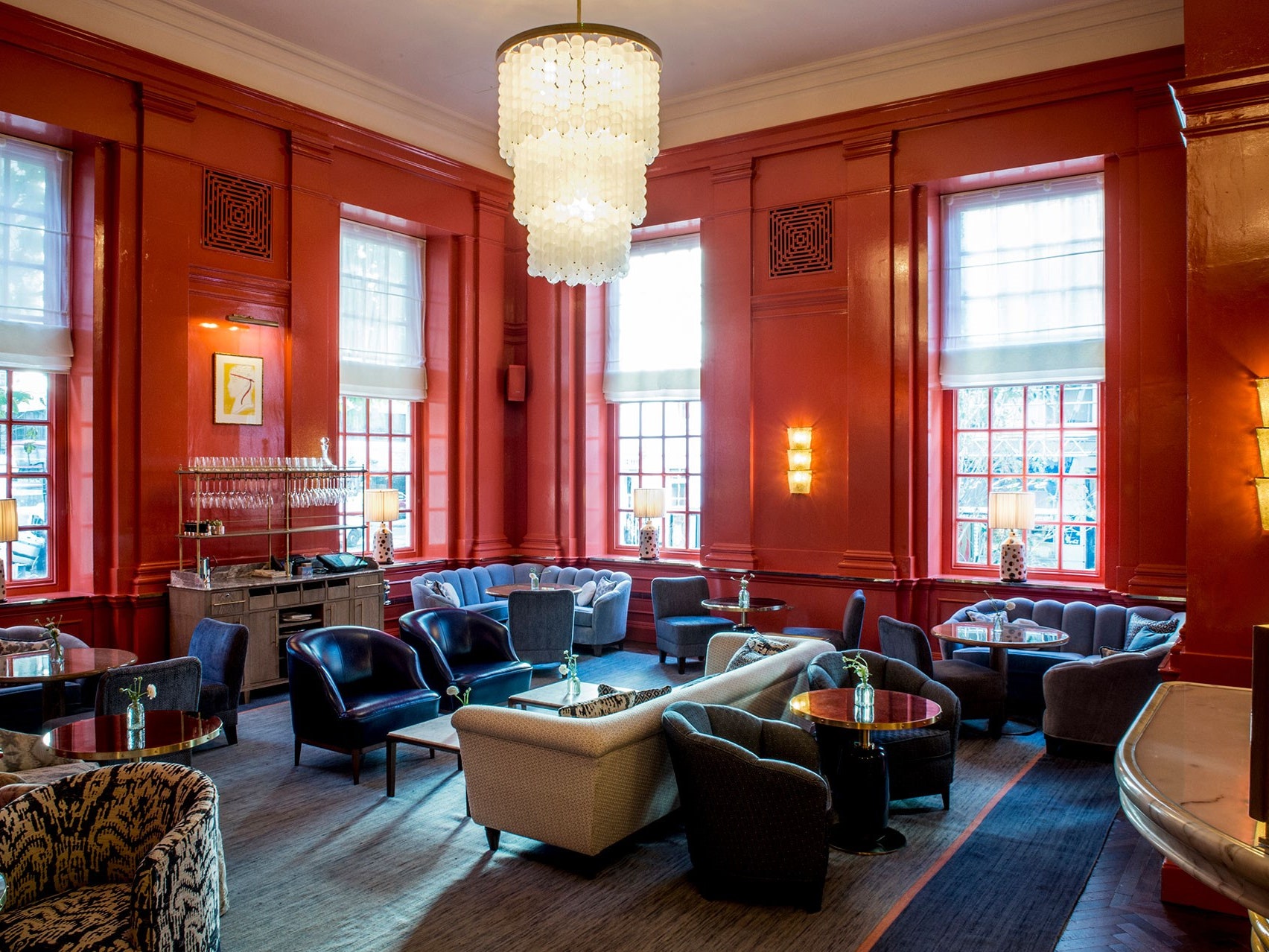 Stylish lounge at Small Plates, Coral Room; ideal for networking and events.