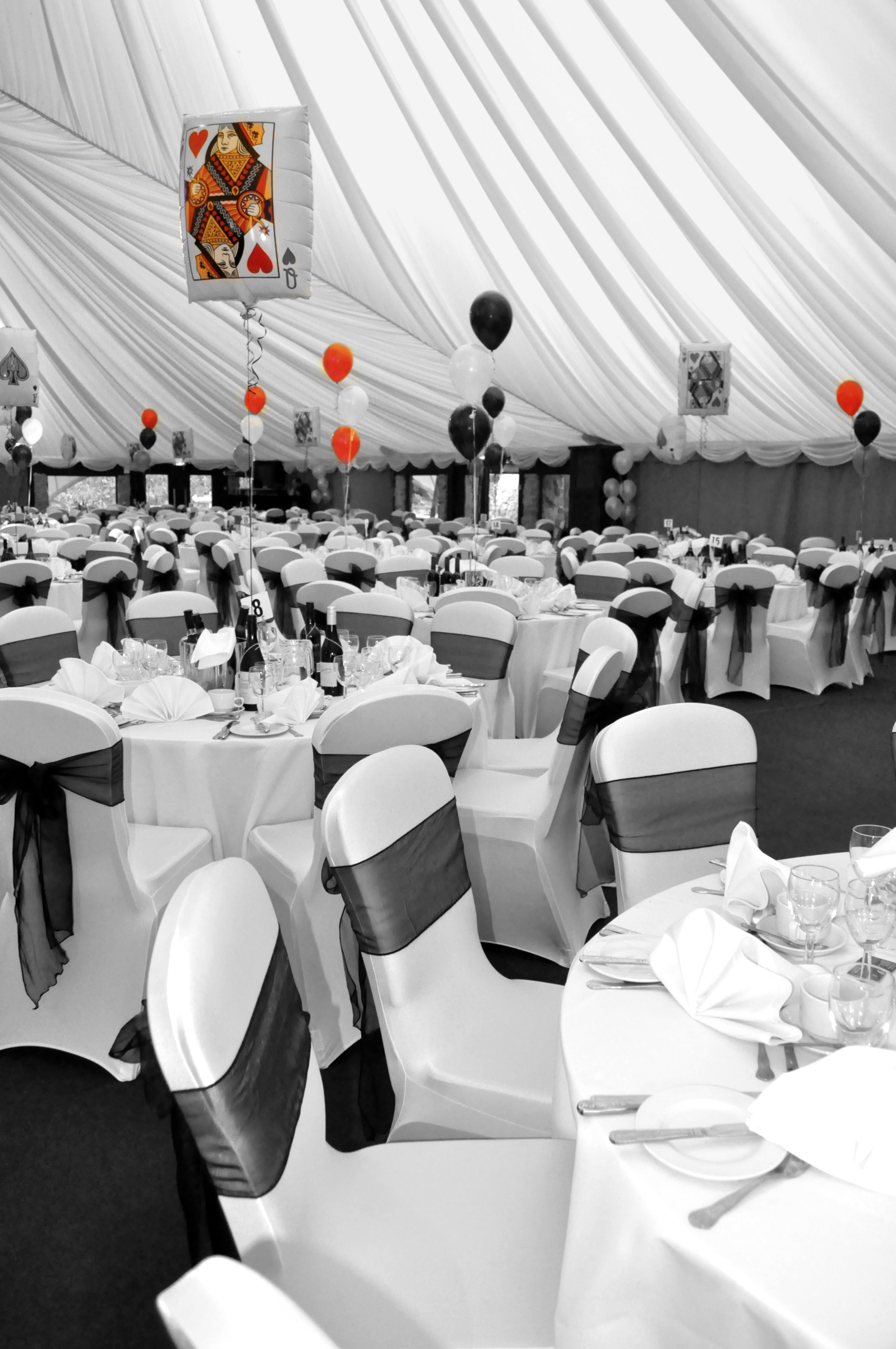 Tree Tops Pavilion event space with elegant tables, perfect for celebrations and gatherings.