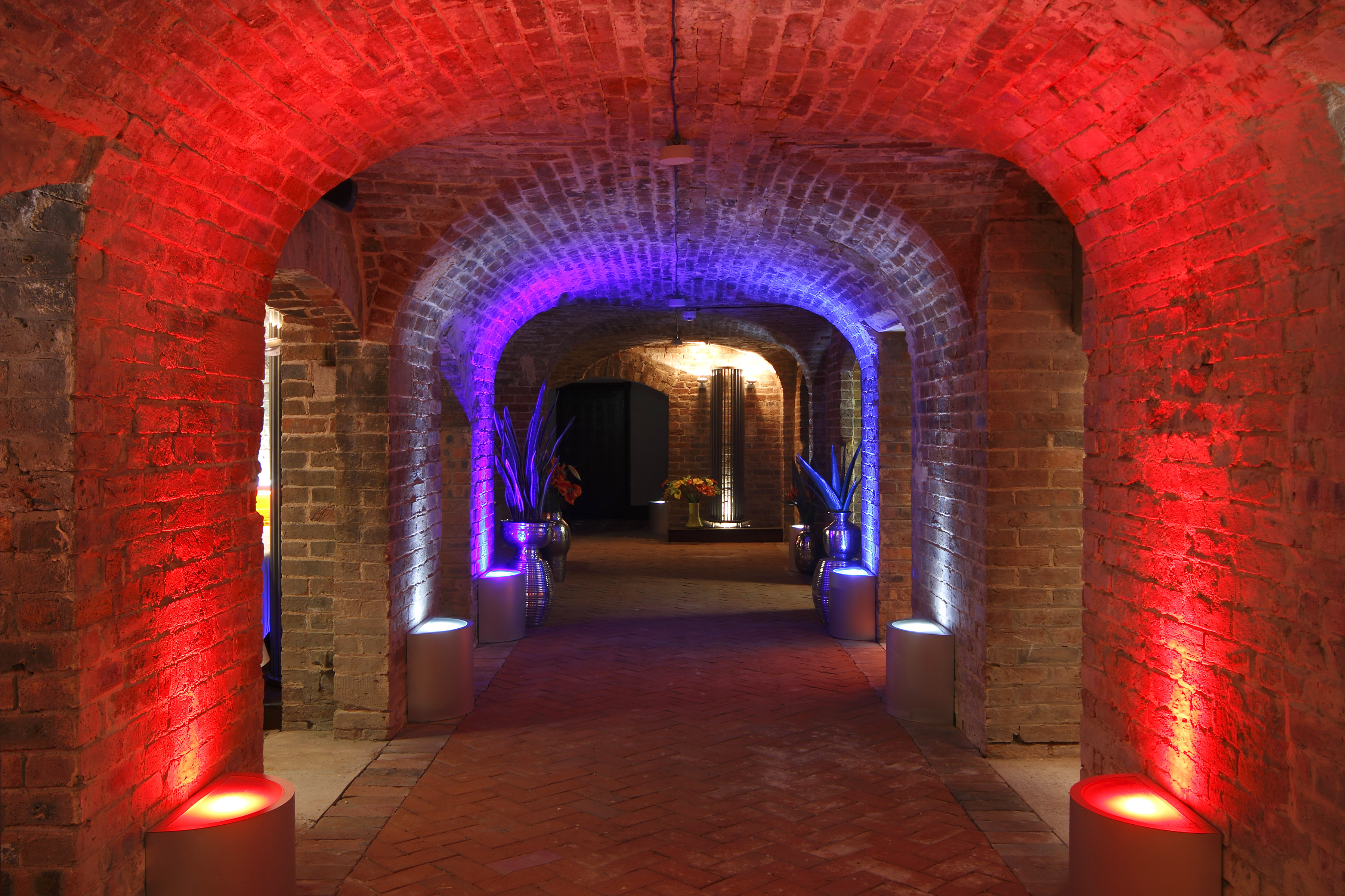 "Cellarz corridor with brick arches, ideal for networking events in West Midlands Safari Park."
