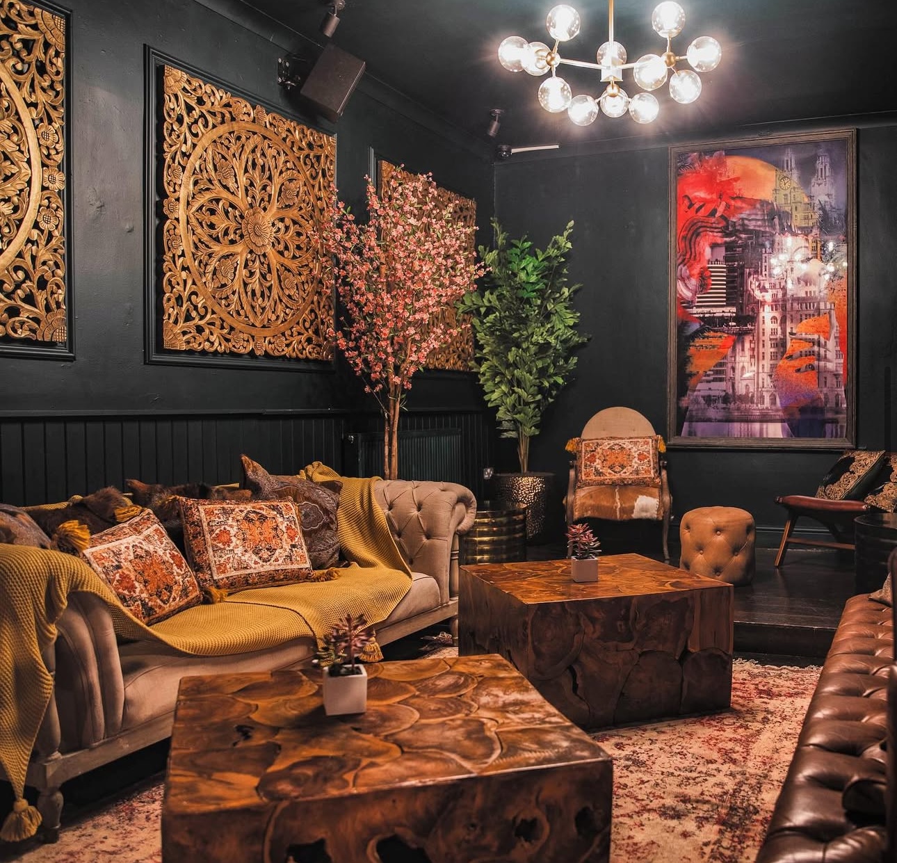 Stylish lounge at Eden Cocktail Bar, perfect for networking events and intimate meetings.