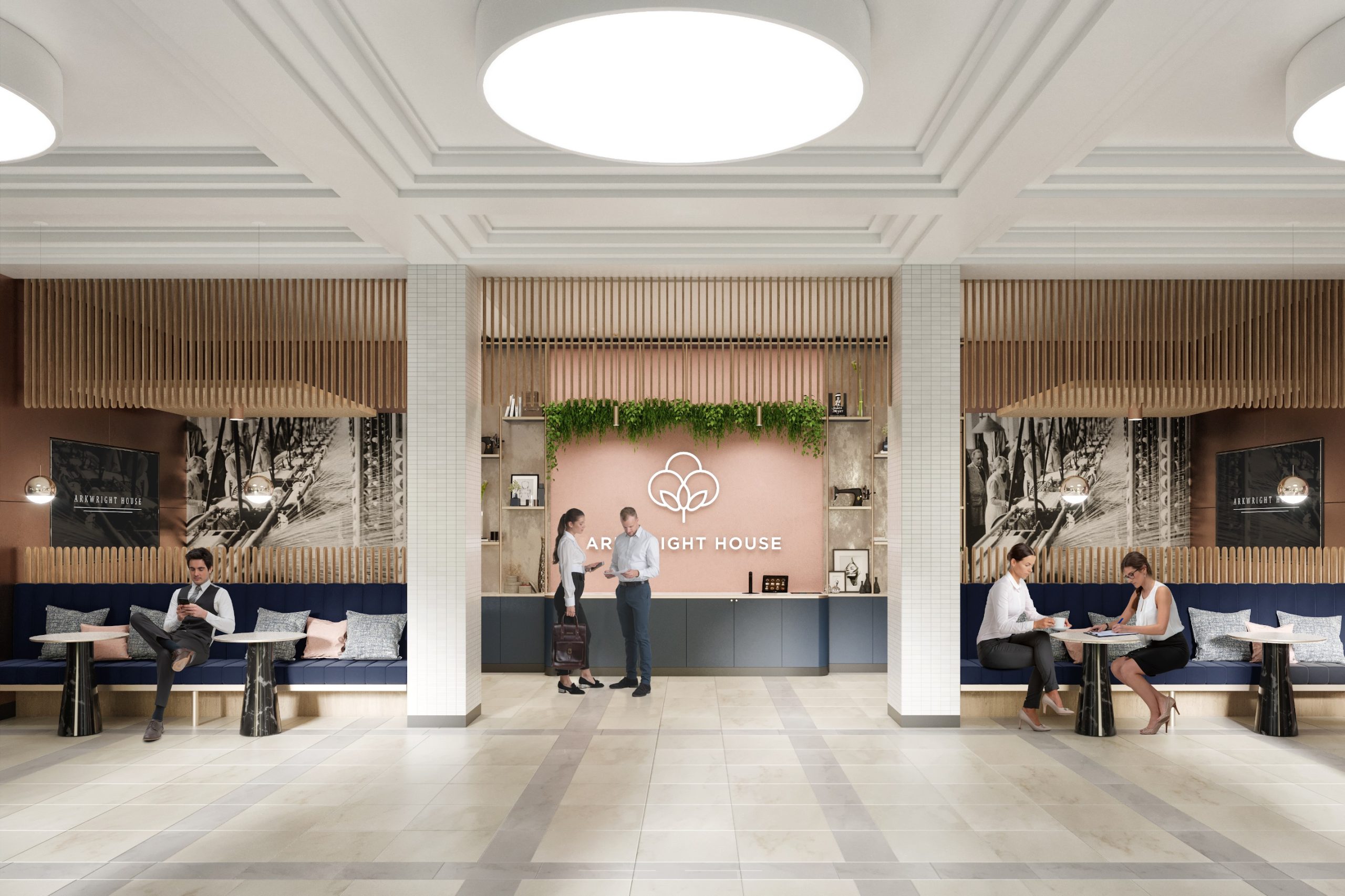 Modern meeting room reception in Arkwright House, perfect for networking events.