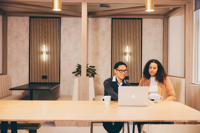 Co-working space in Tootal Buildings, modern design ideal for meetings and teamwork.