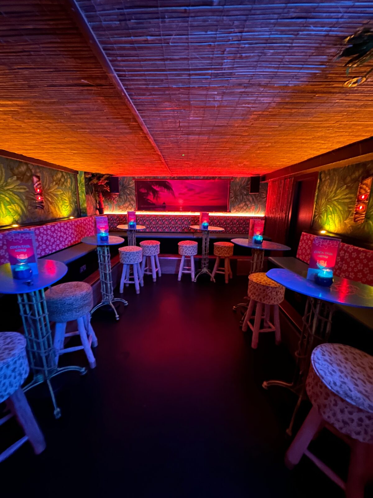 Vibrant Tiki Manchester venue with tropical decor for themed gatherings and cocktail parties.