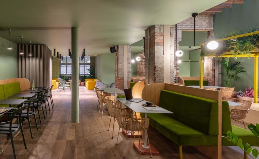 Modern boardroom at Whitworth Locke, featuring cozy seating for meetings and events.