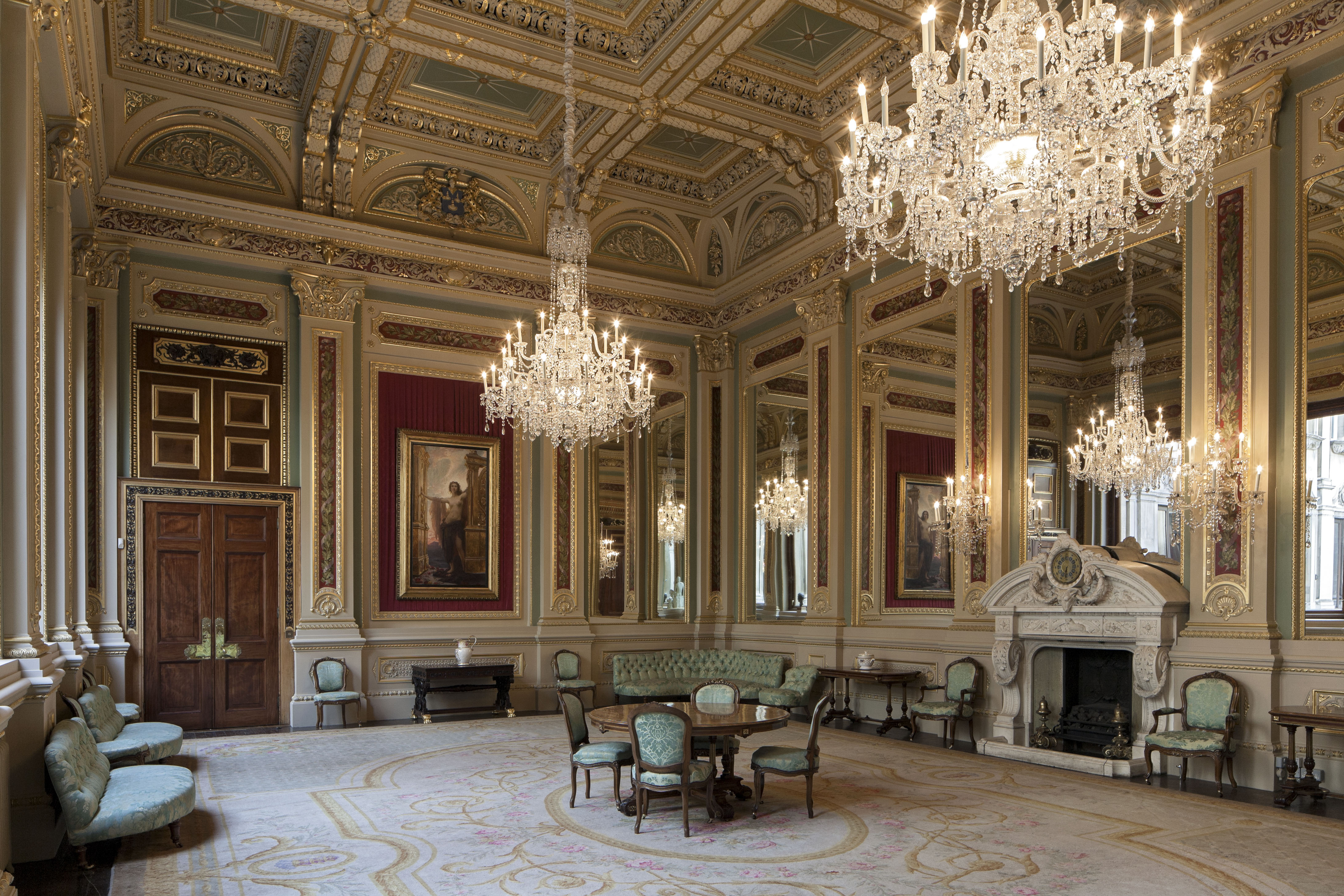 Elegant Drapers' Hall Drawing Room with chandeliers, ideal for formal events and meetings.