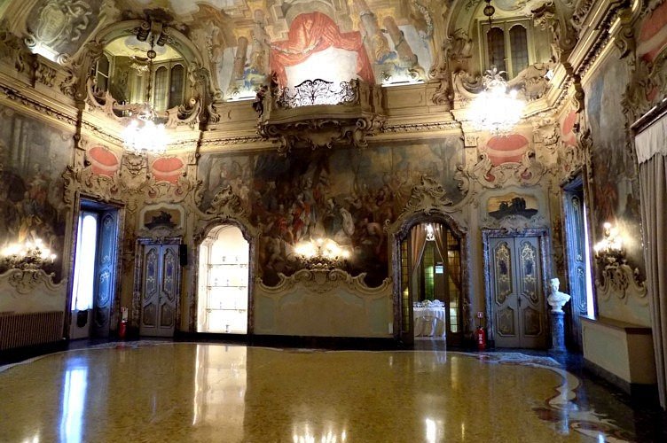 Elegant wedding venue at Palazzo Visconti with ornate murals for memorable events.